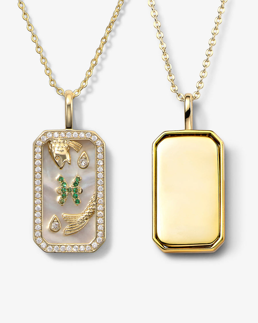 Zodiac Engravable Amulet Necklace - Gold