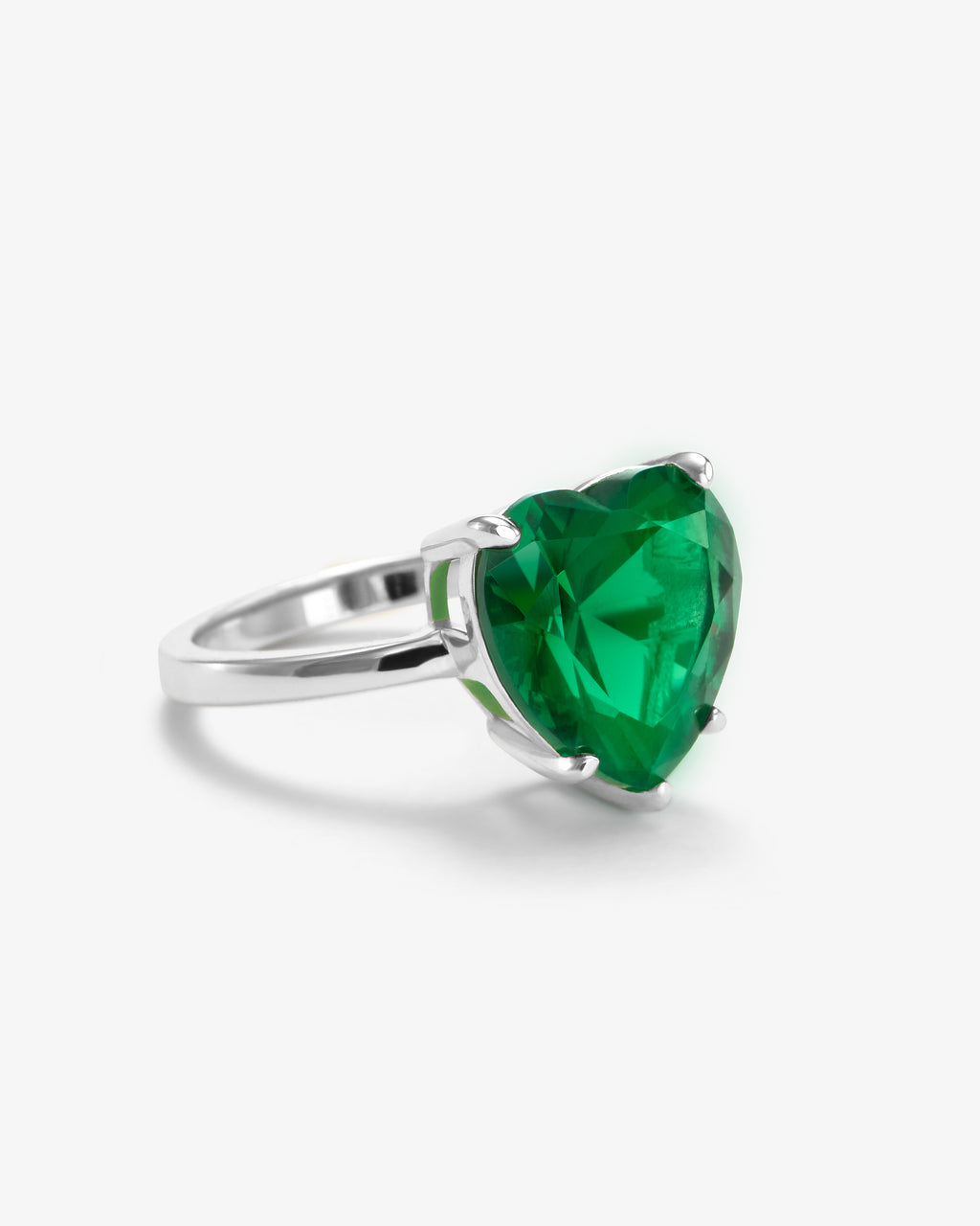 The Allison Heart Ring - Silver|Emerald