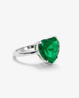 The Allison Emerald Heart Ring - Silver|Emerald