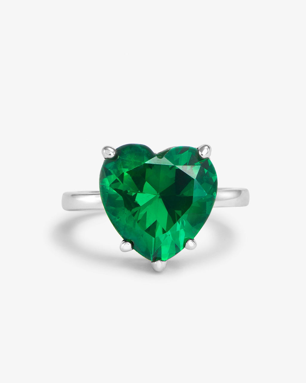 Allison Heart Ring Silver Emerald