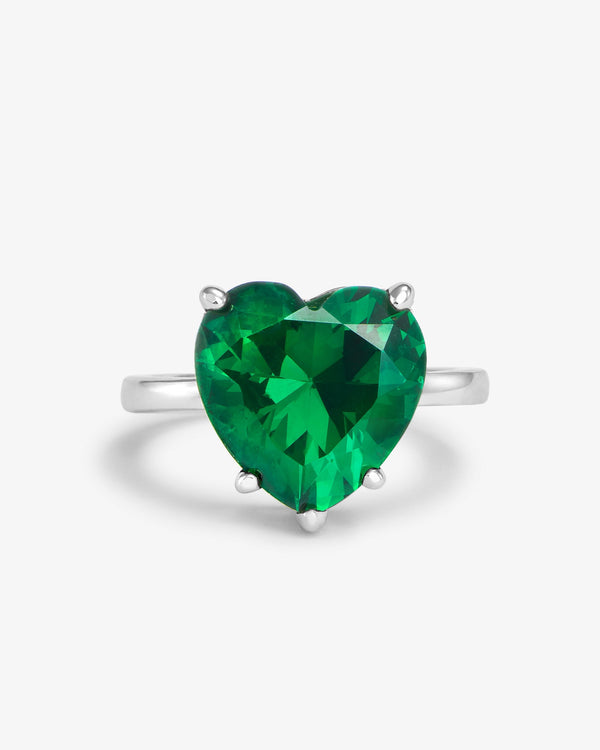 The Allison Emerald Heart Ring - Silver|Emerald Diamondettes