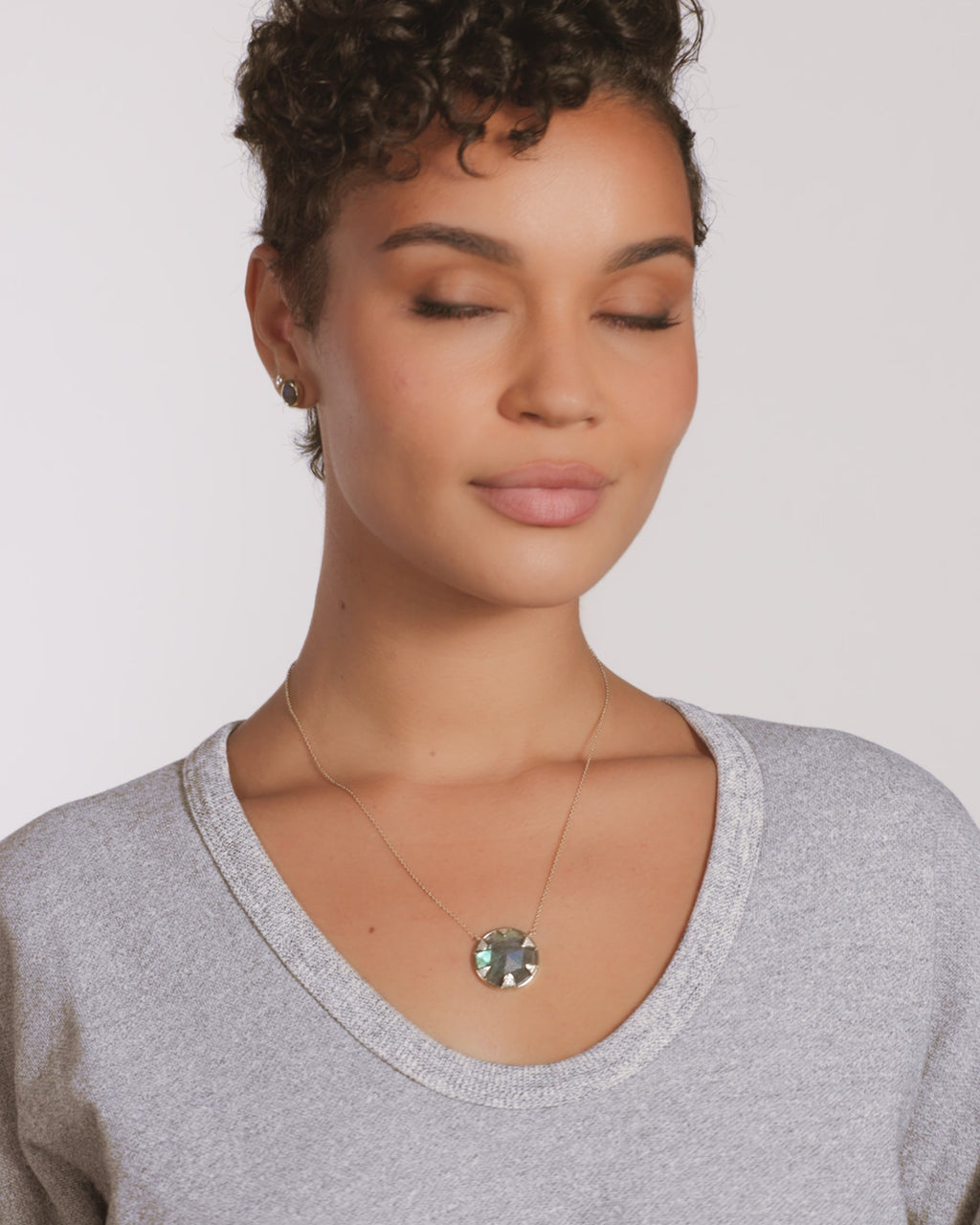Tessa Necklace 24mm - Gold|Labradorite