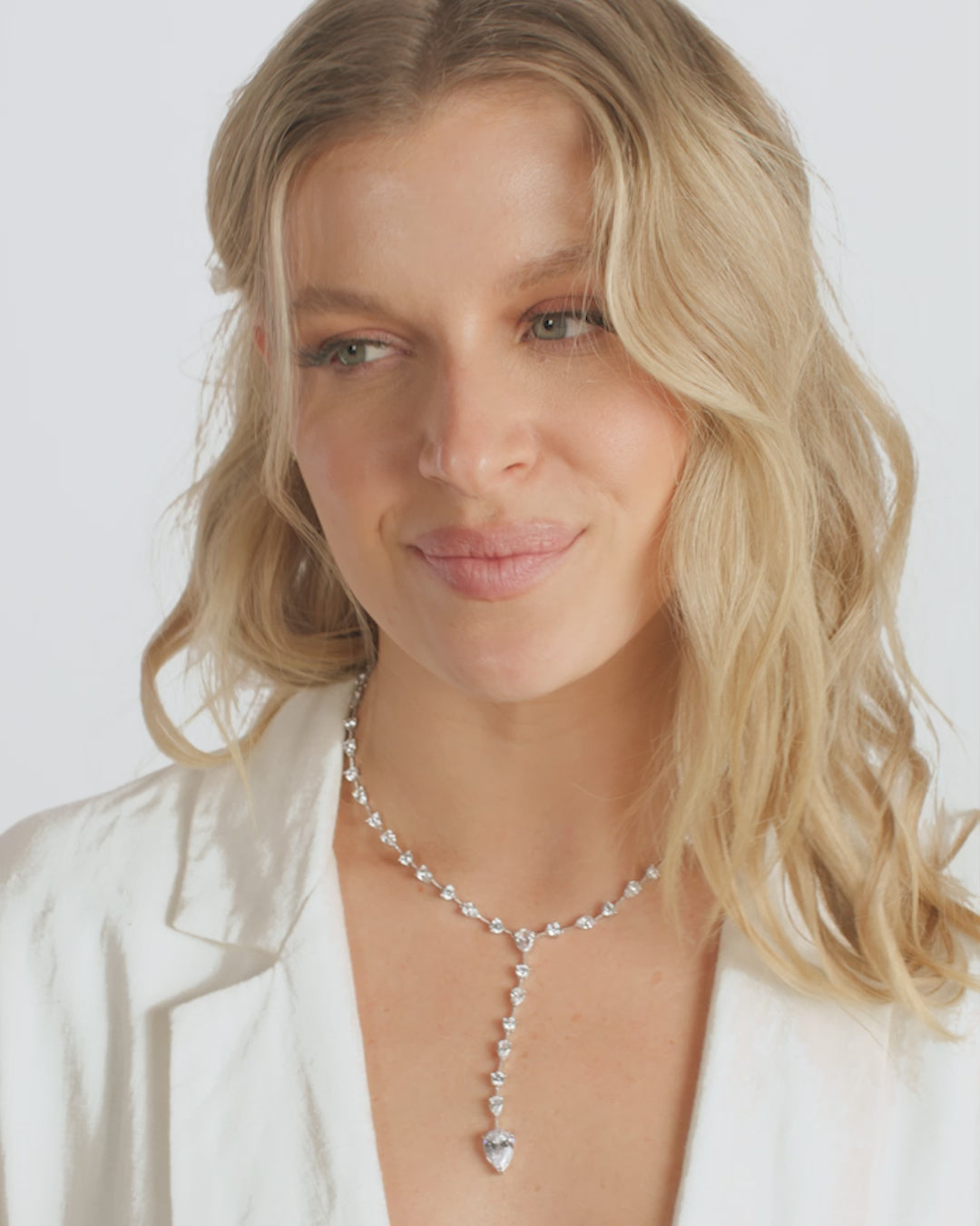 "F-ing Gorgeous" Lariat - Silver|White Diamondettes