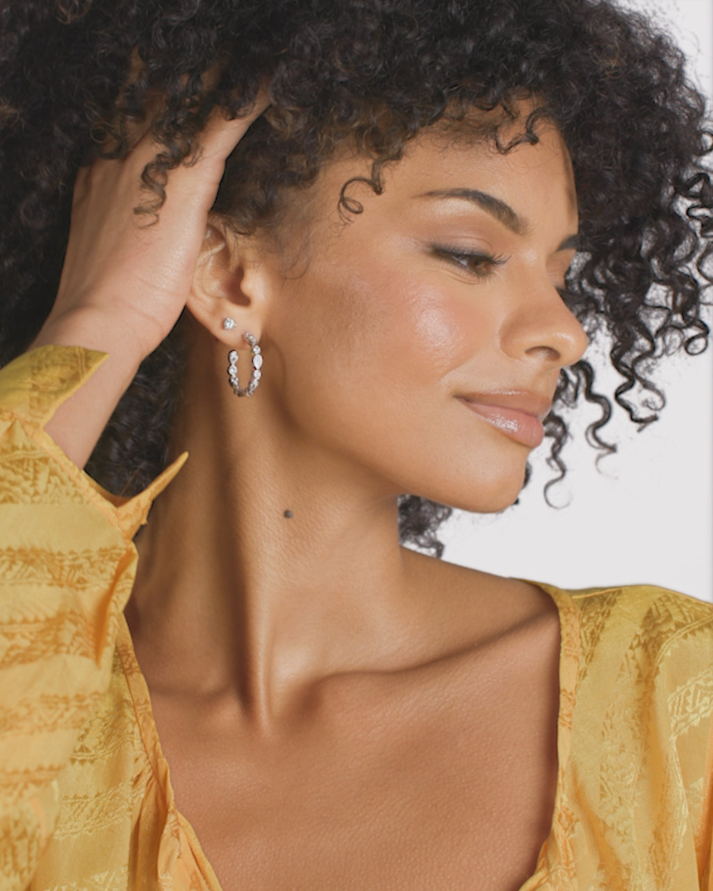 Isla Hoops 1" - Silver|White Diamondettes