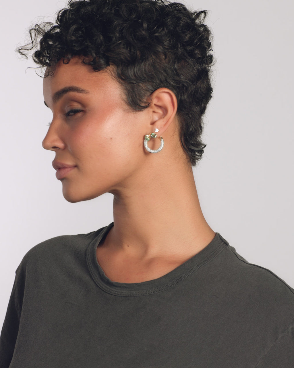 Jaguar Pavé Illusion Hoops - Gold|White Diamondettes