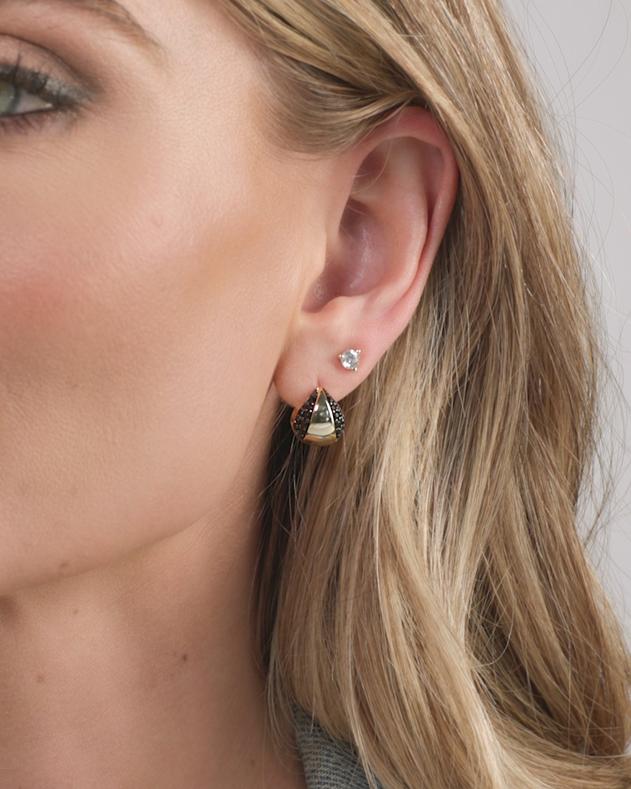 Lil Norah Split Pavé Earrings - Gold|Black Diamondettes – Melinda