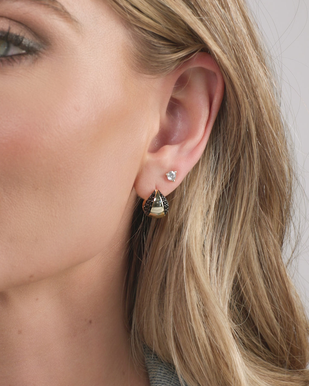 Lil Norah Split Pavé Earrings - Gold|Black Diamondettes
