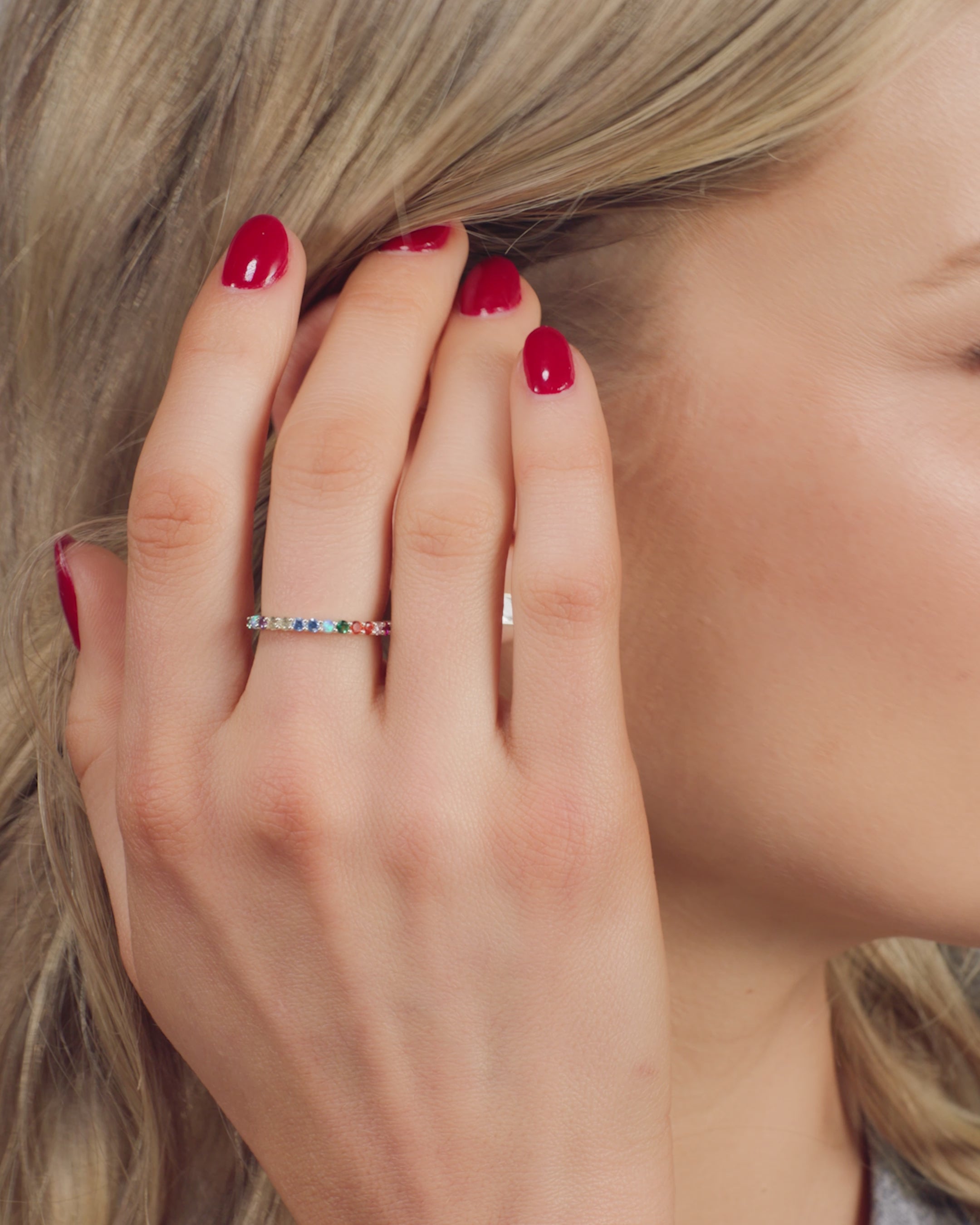 Heiress Ring 2mm - Gold|Multi Stone