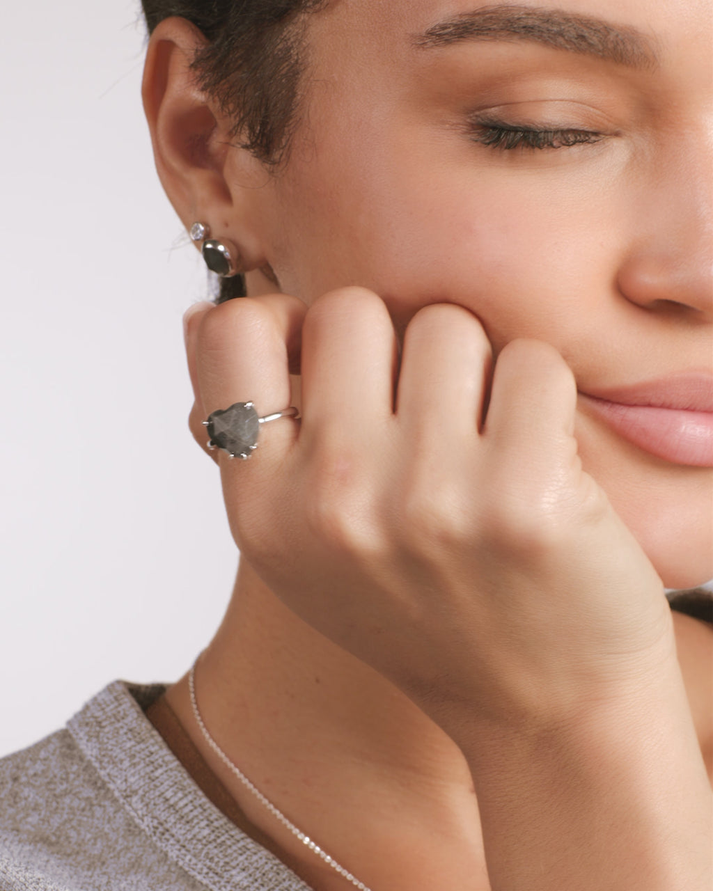 The Allison Heart Ring - Silver|Labradorite