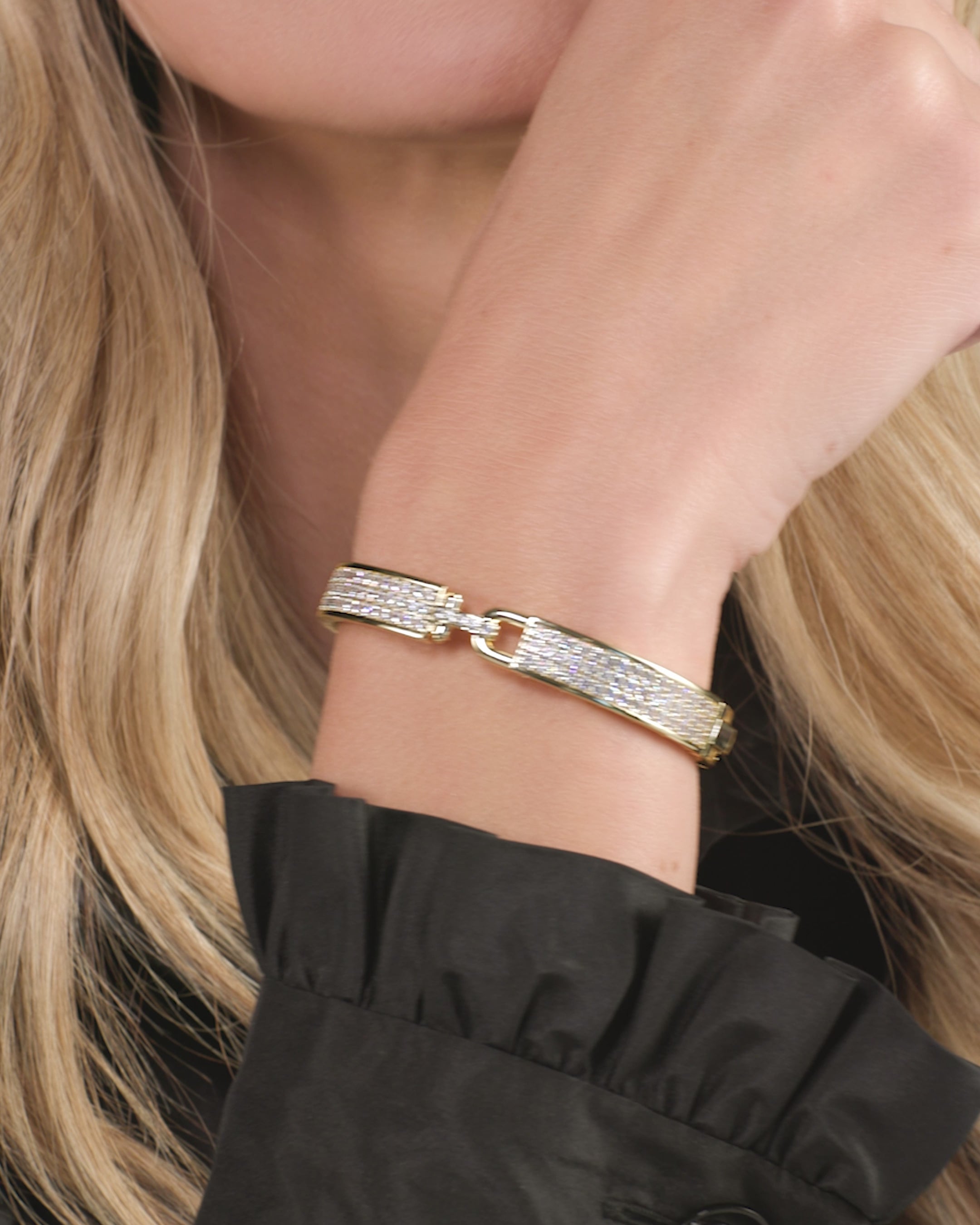 Ashley Malibu Lock Cuff 9mm - Gold|White Diamondettes – Melinda