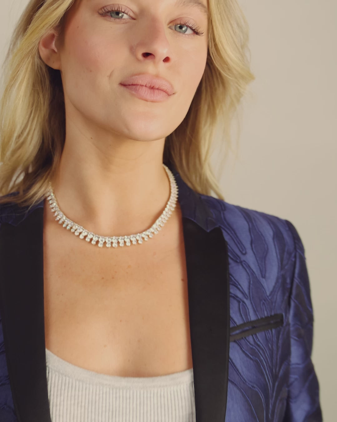 She's an Icon Riviera Tennis Necklace 16" - Gold|White Diamondettes