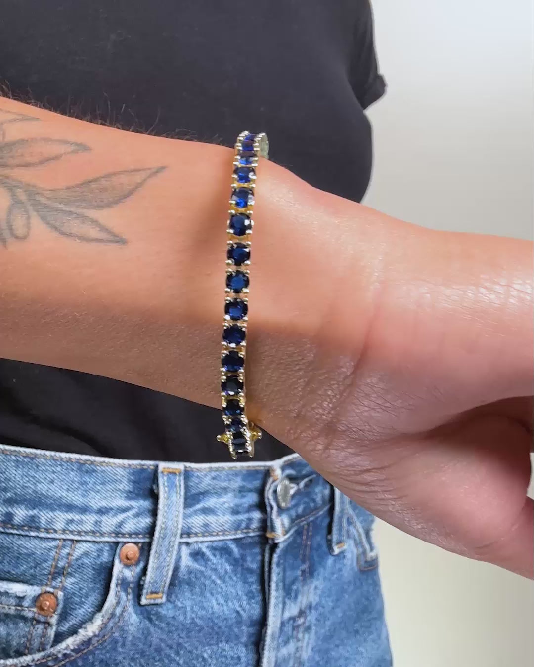 Grand Heiress Tennis Bracelet 4mm - Gold|Blue Sapphire Diamondettes