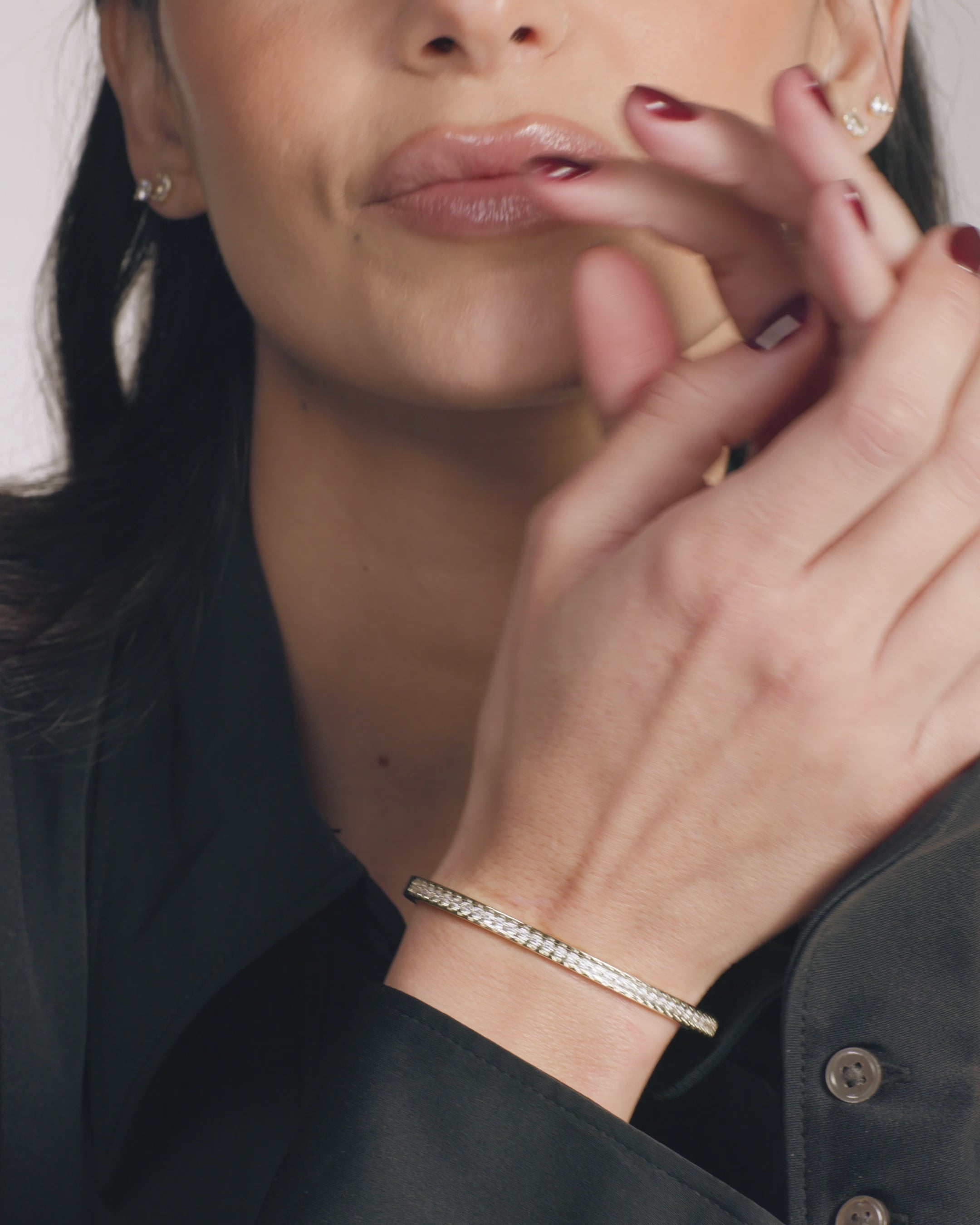 Ashley Pavé Cuff 4mm - Gold|White Diamondettes