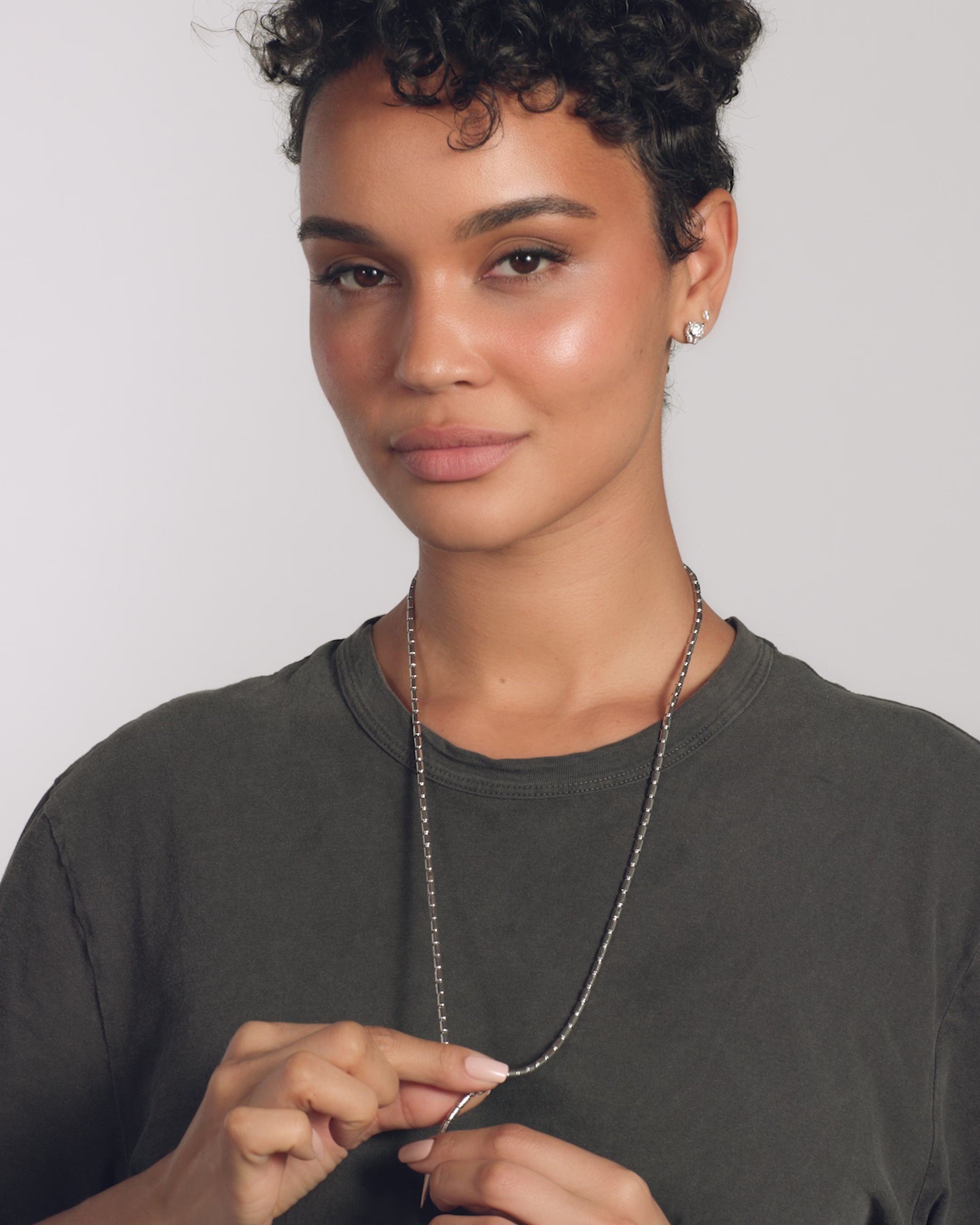 Jaguar Bolo Lariat Necklace - Silver|White Diamondettes