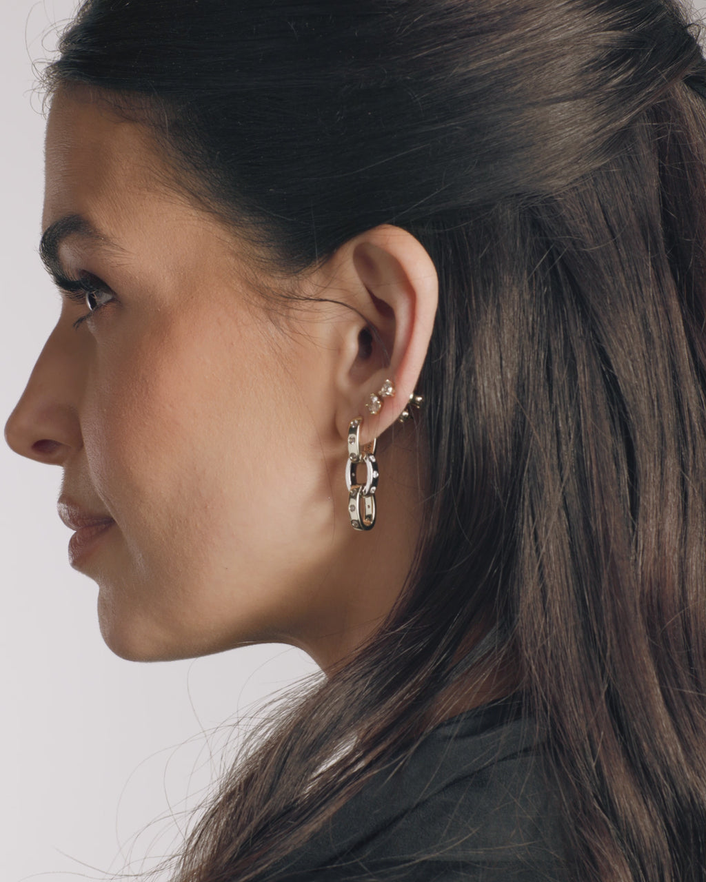 Ashley Chain Convertible Earring - Mixed Metal|White Diamondettes