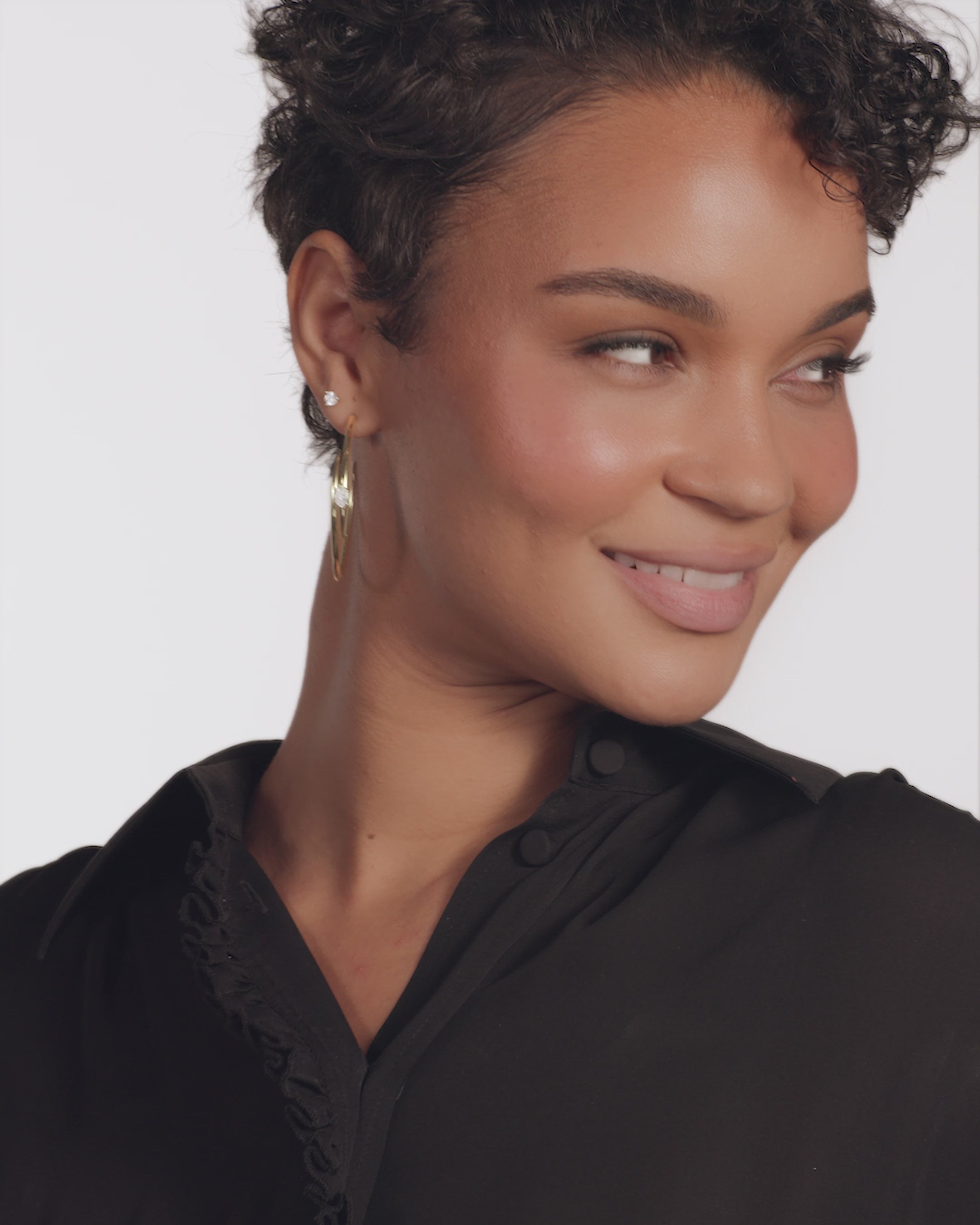 She's on Point Lasso Hoops 2" - Gold|White Diamondettes