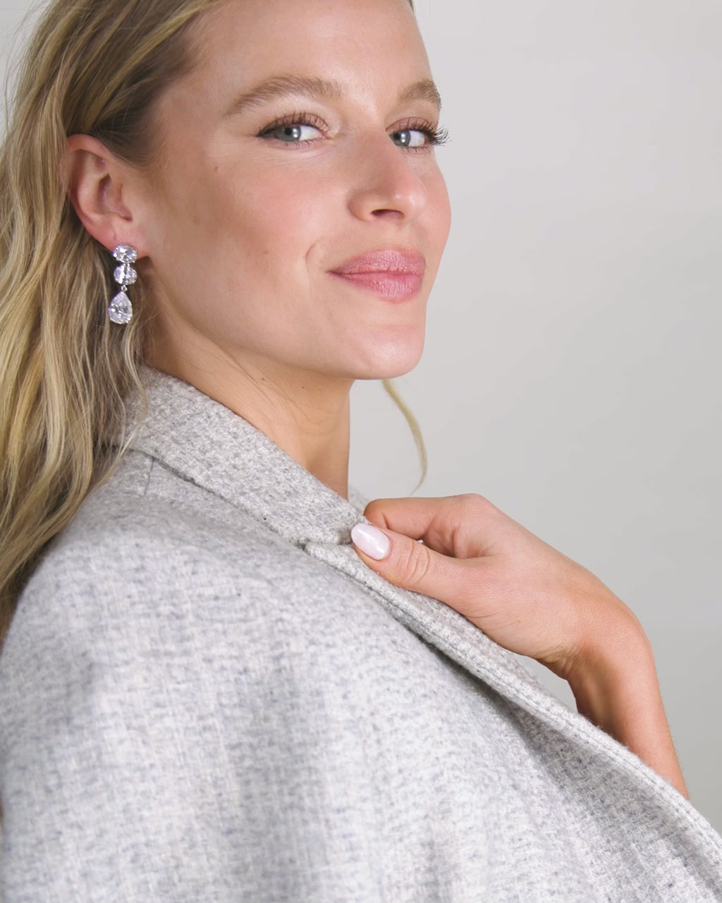 Hello Gorgeous Drop Earrings - Silver|White Diamondettes