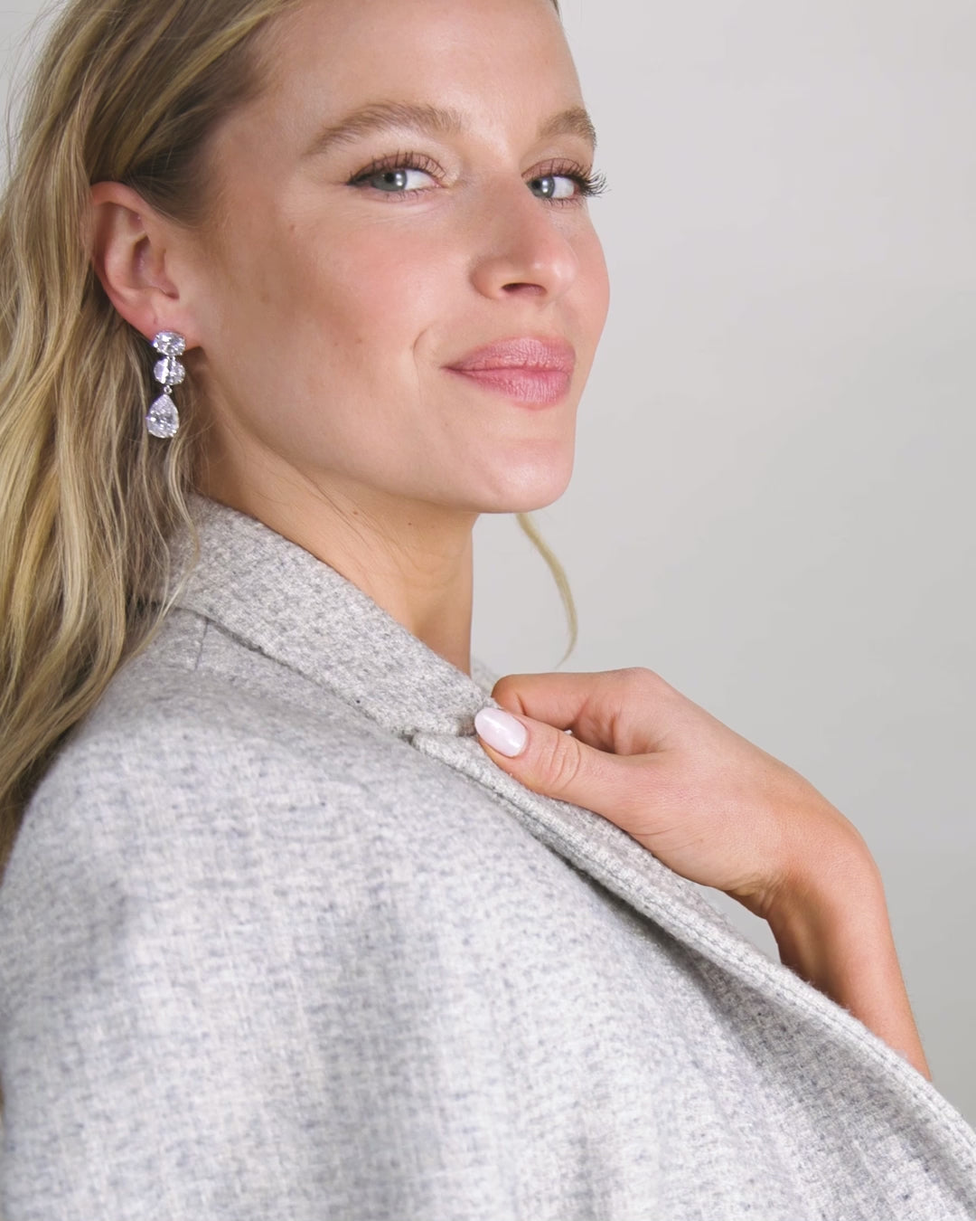 Hello Gorgeous Drop Earrings - Silver|White Diamondettes