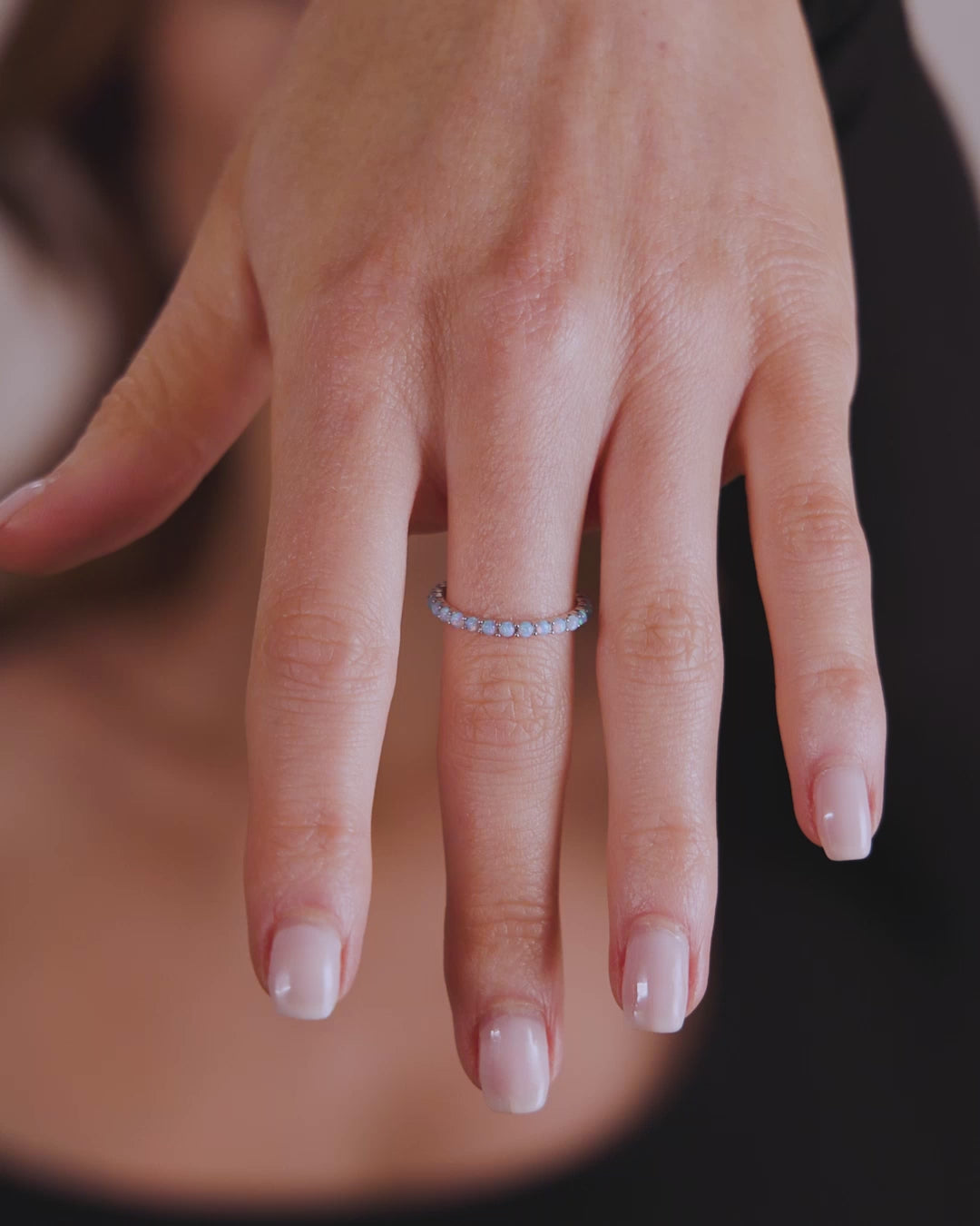 Heiress Ring 2mm - Silver|Blue Opal