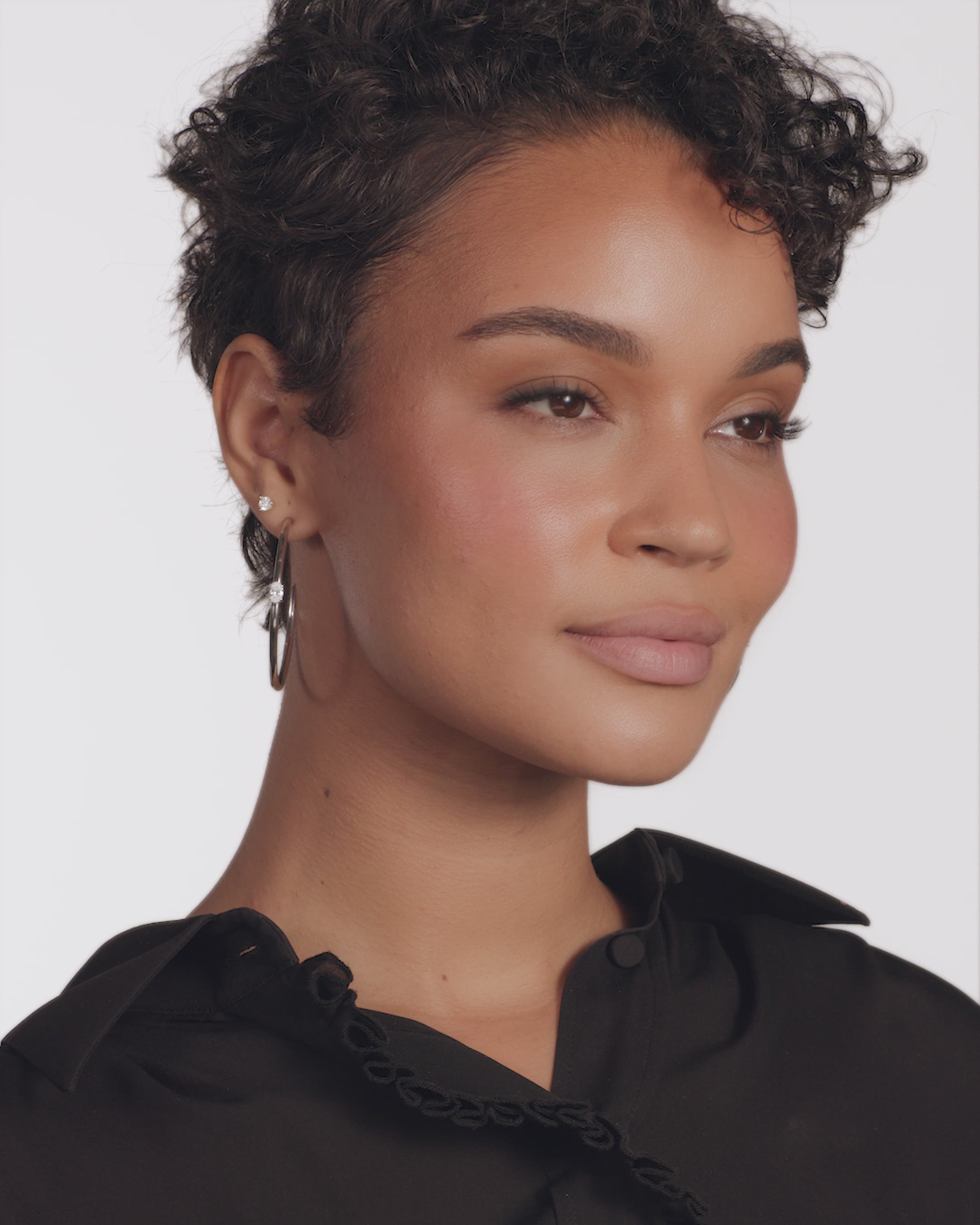 She's on Point Hoops 2" - Silver|White Diamondettes