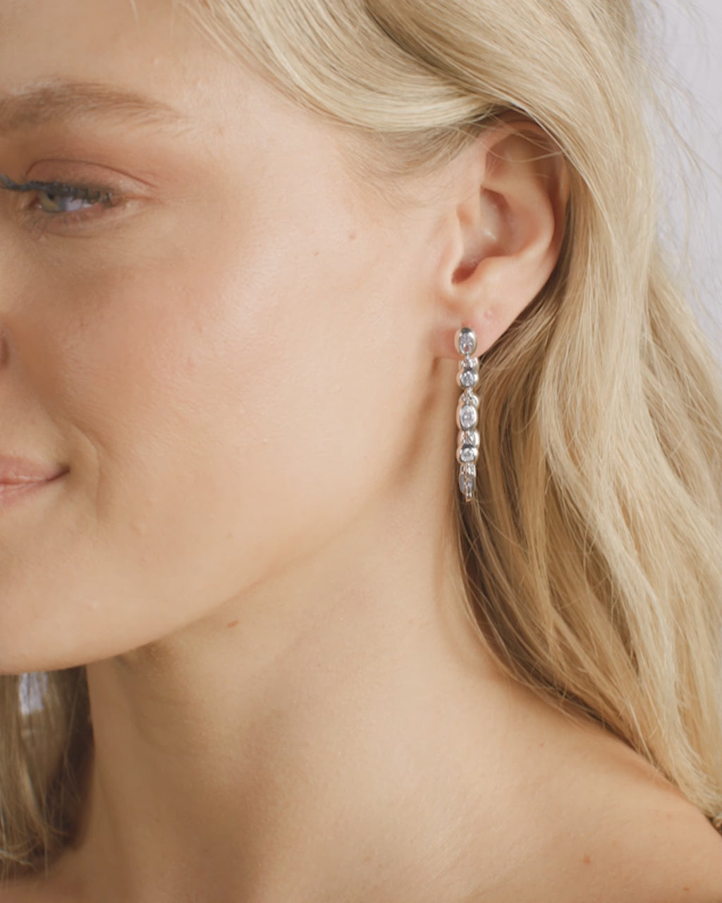 She's A Boss Soft Hoops - Silver|White Diamondettes