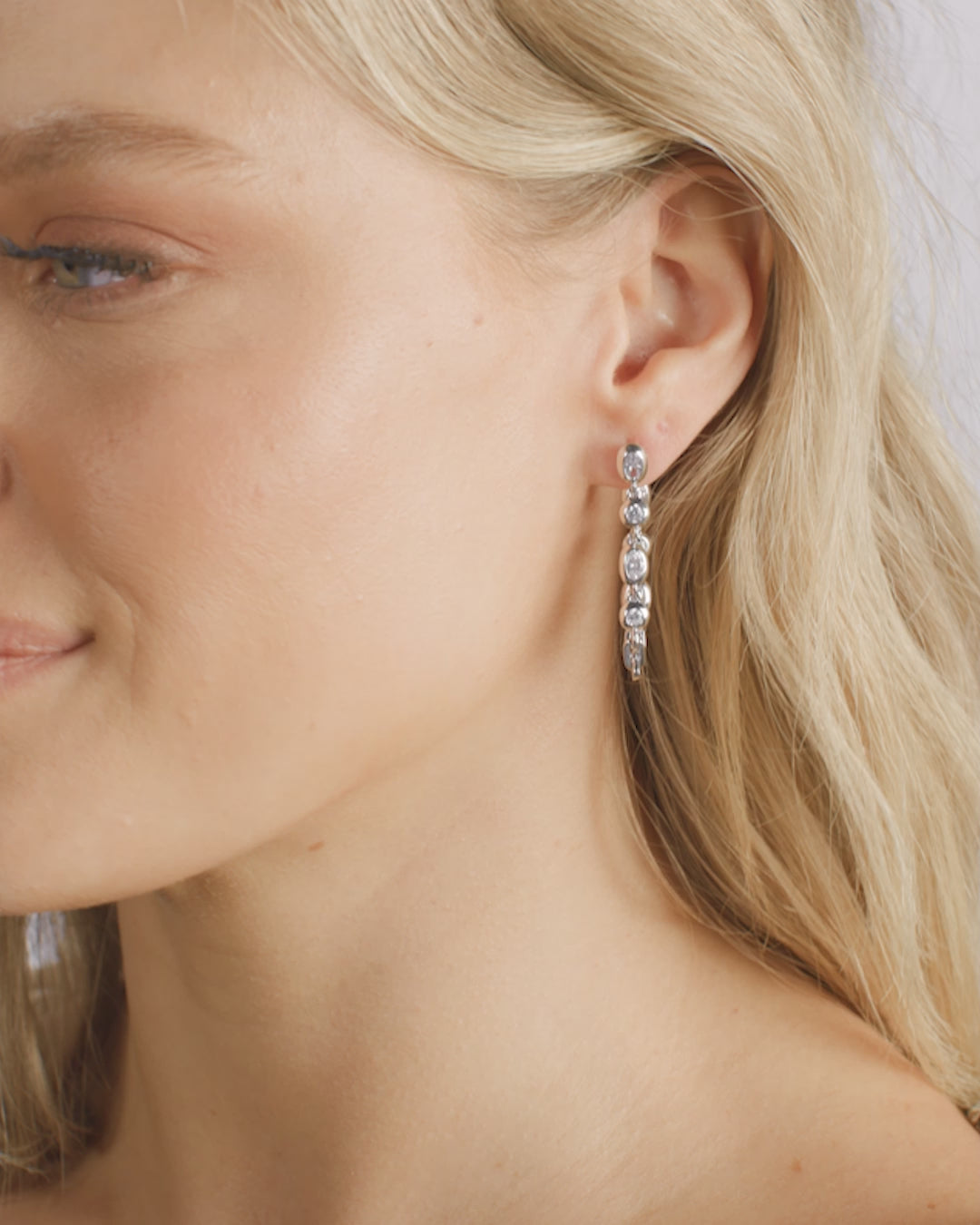 She's A Boss Soft Hoops - Silver|White Diamondettes