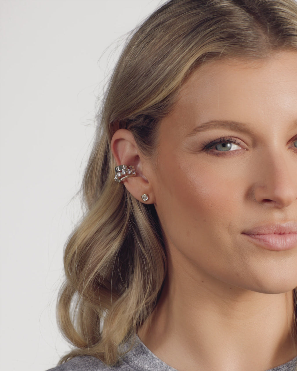 Ashley Venice Ear Cuff - Gold|White Diamondettes