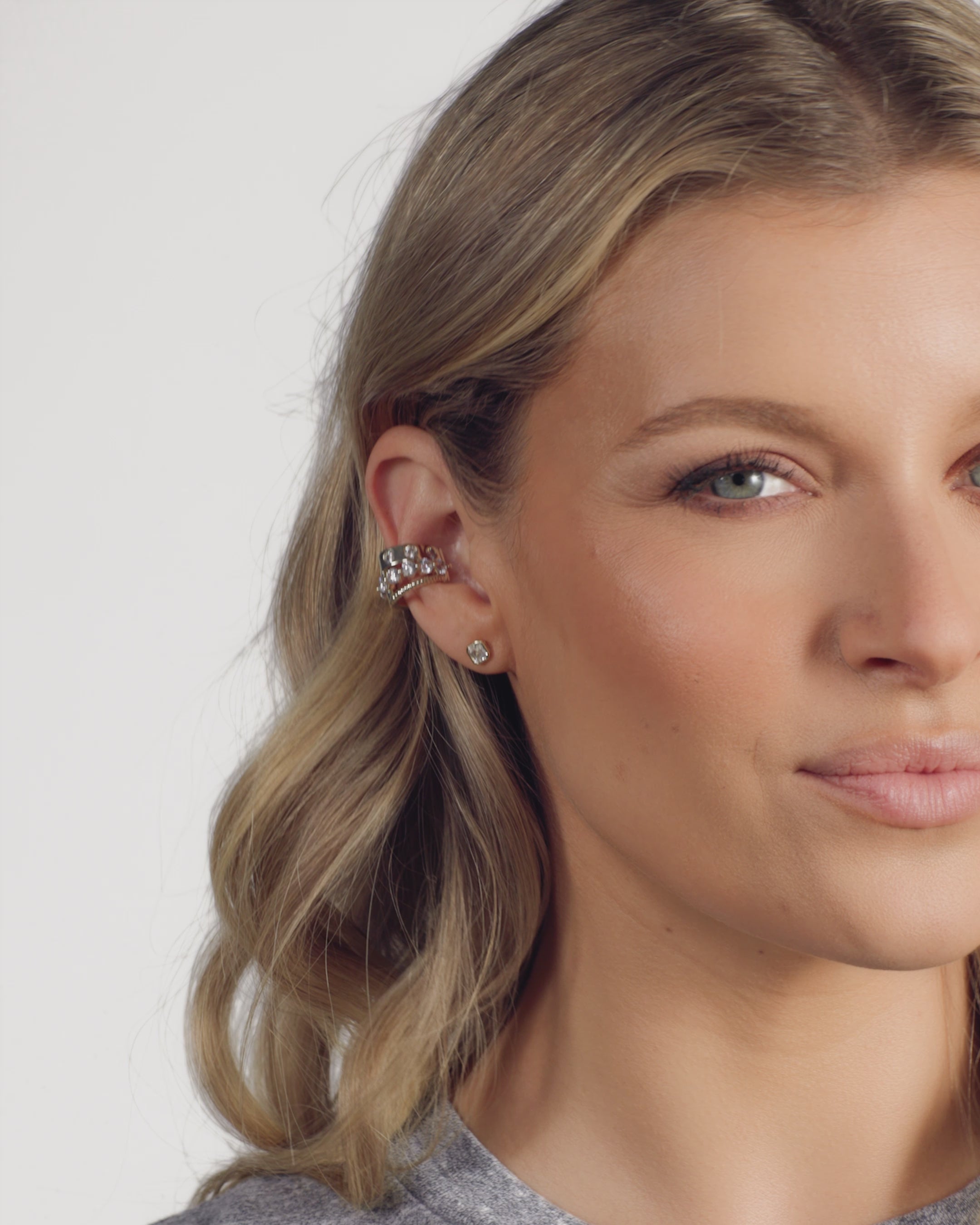 Ashley Venice Ear Cuff - Gold|White Diamondettes