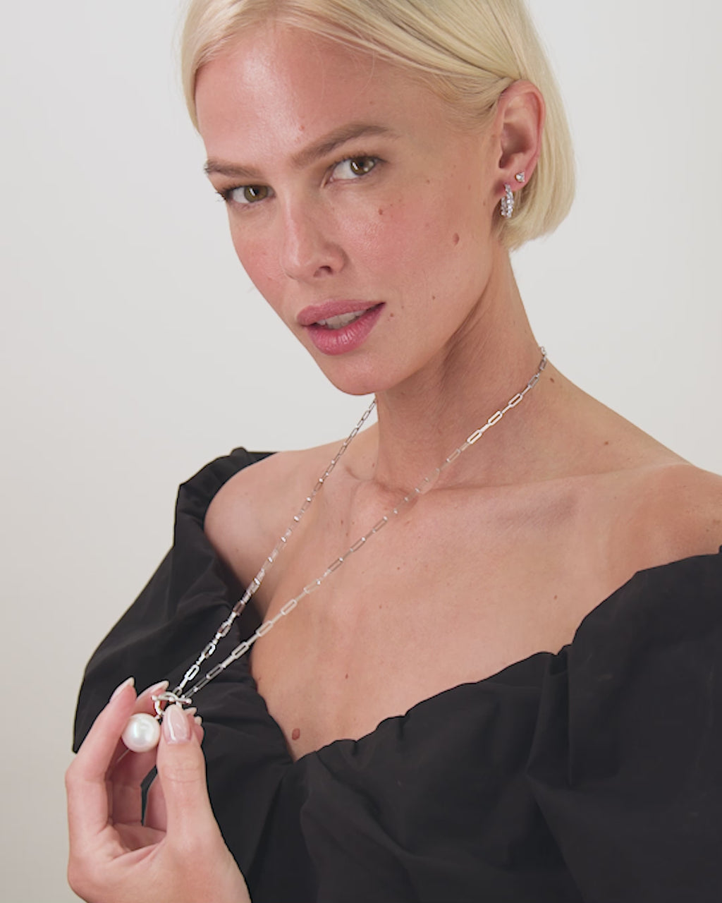 XL Life's a Ball Pearl Pendant Necklace - Silver