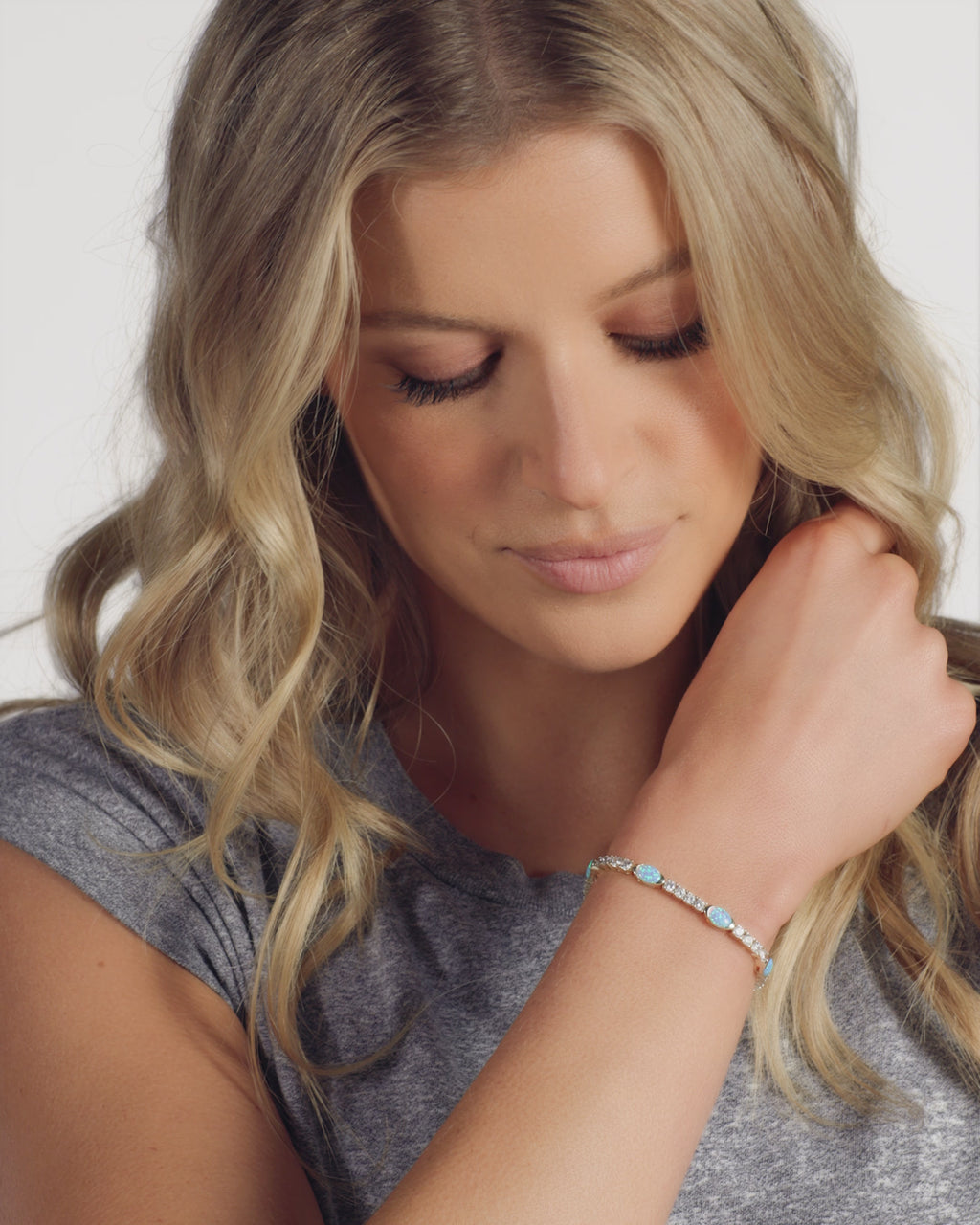 The Maven Tennis Bracelet 3mm - Gold|Blue Opal