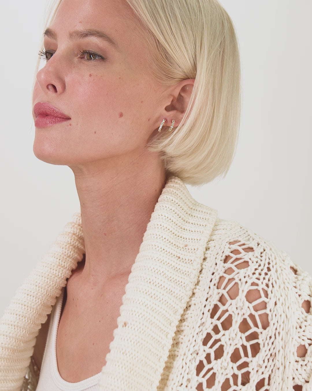 "They're So Cute" Huggie Set - Gold|White Diamondettes