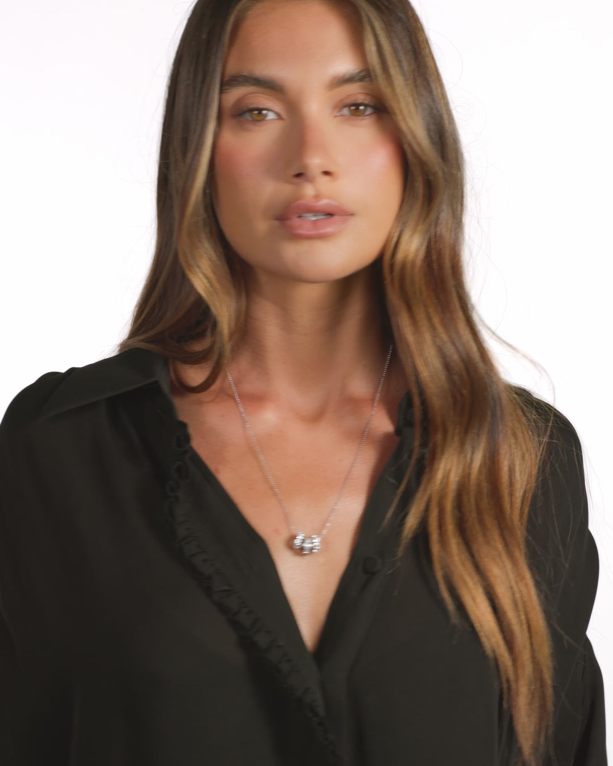 Ashley Hollywood Necklace - Silver|White Diamondettes