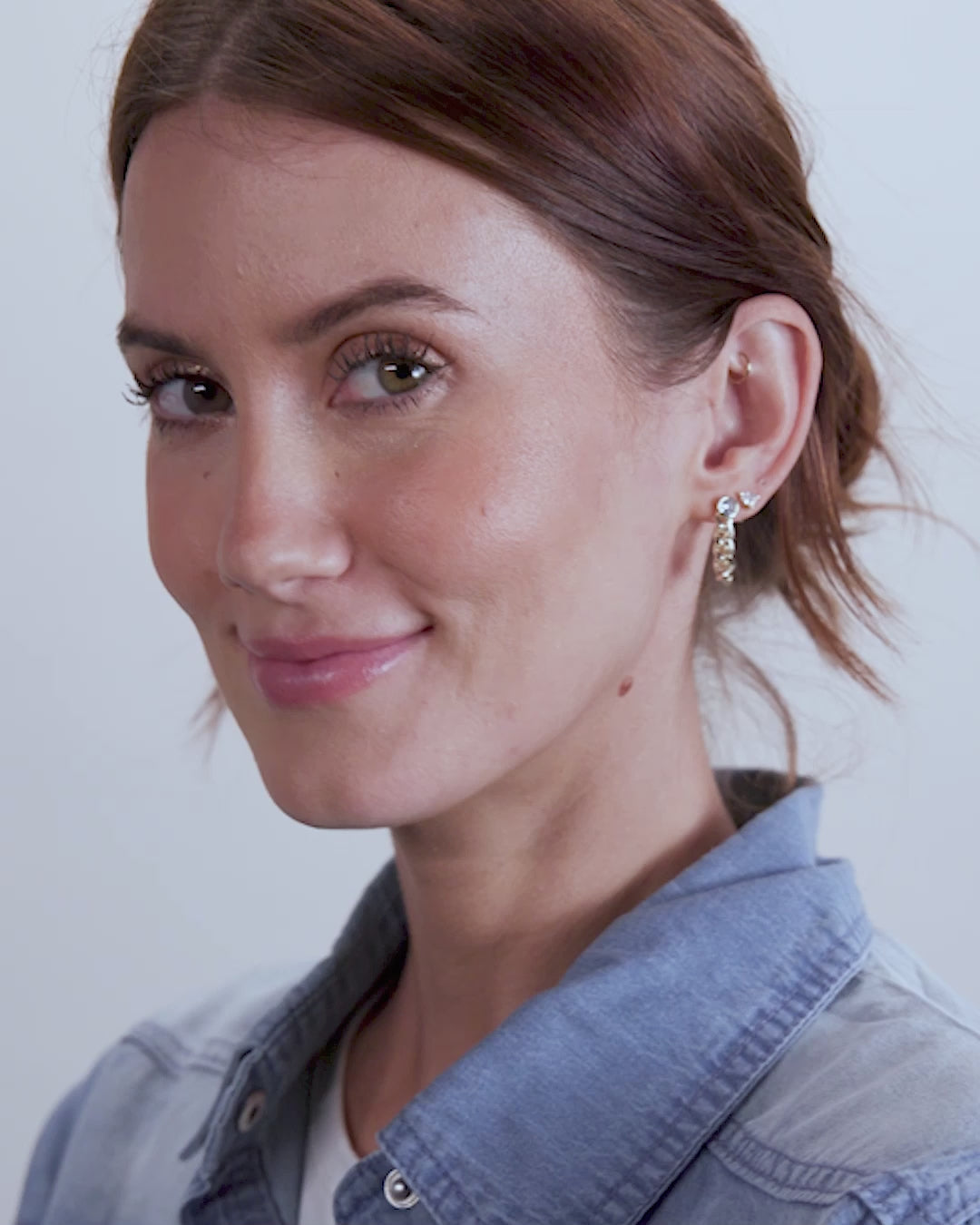 Julian 5mm Soft Chain Hoops - Gold|White Diamondettes