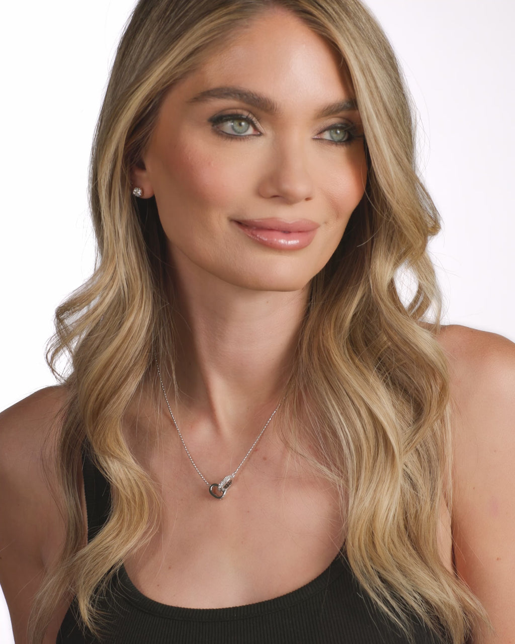Ashley Duo Necklace - Silver|White Diamondettes