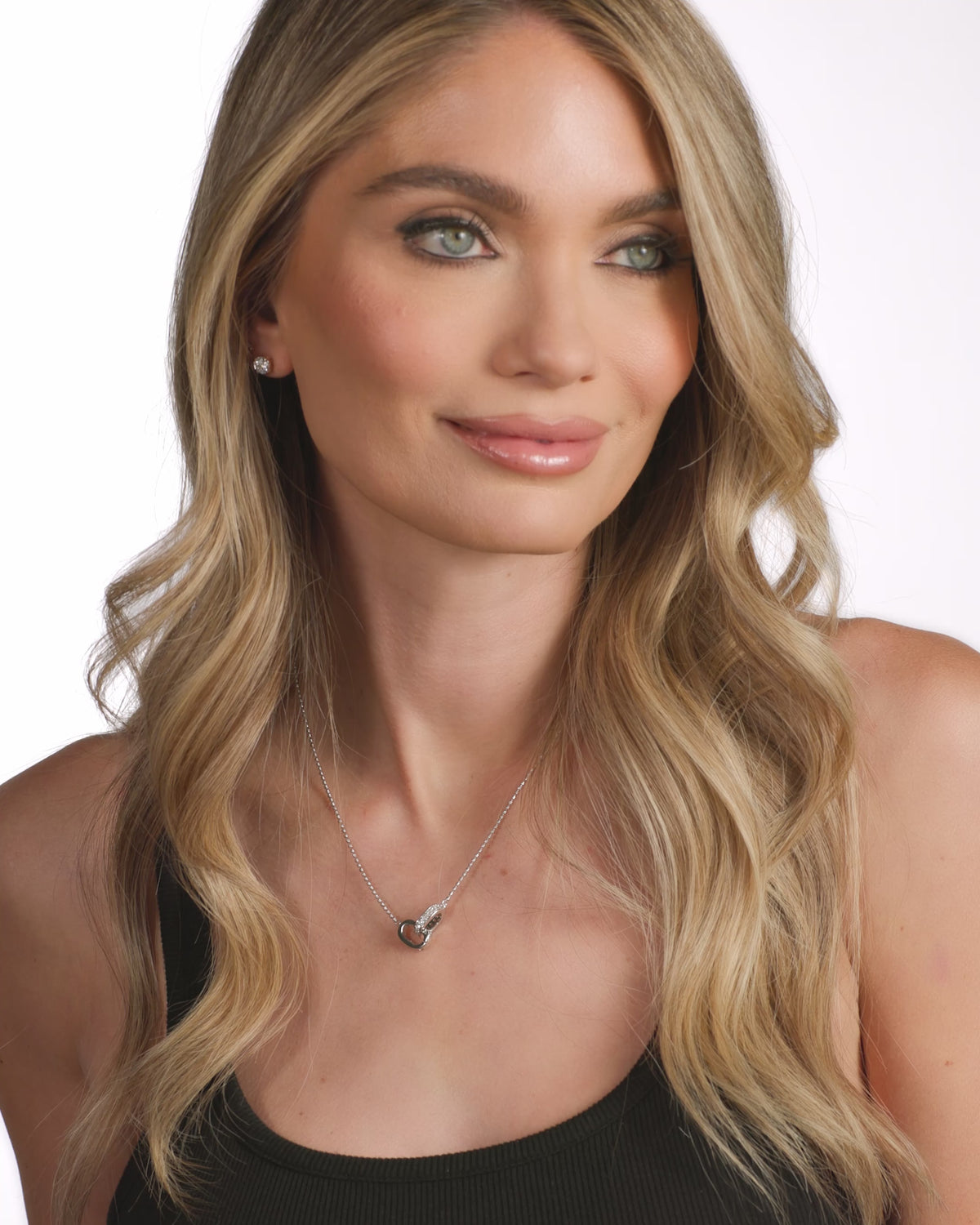 Ashley Duo Necklace - Silver|White Diamondettes