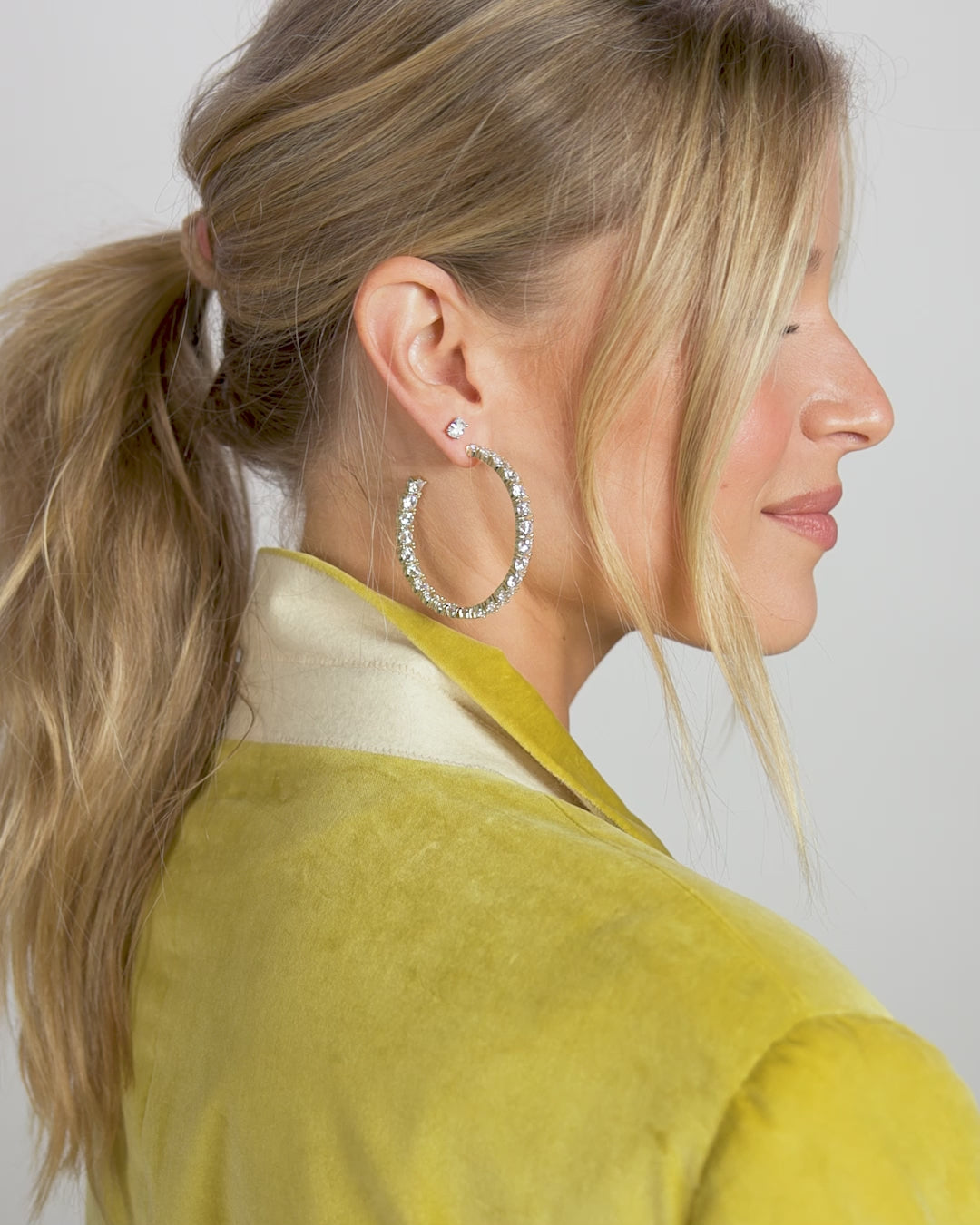 "Oh She Fancy" Hoops 2" - Gold|White Diamondettes