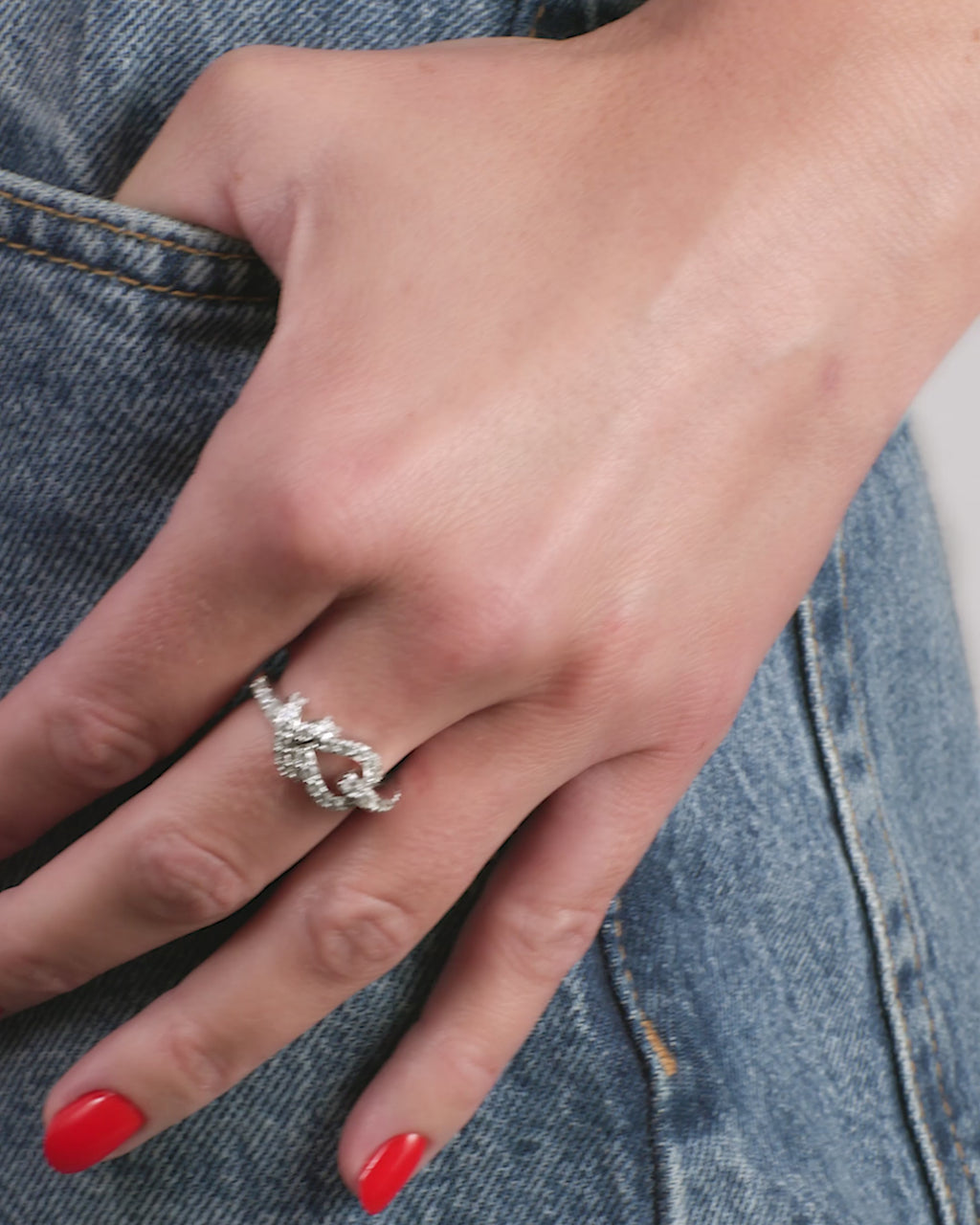 Knot Ring - Silver|White Diamondettes
