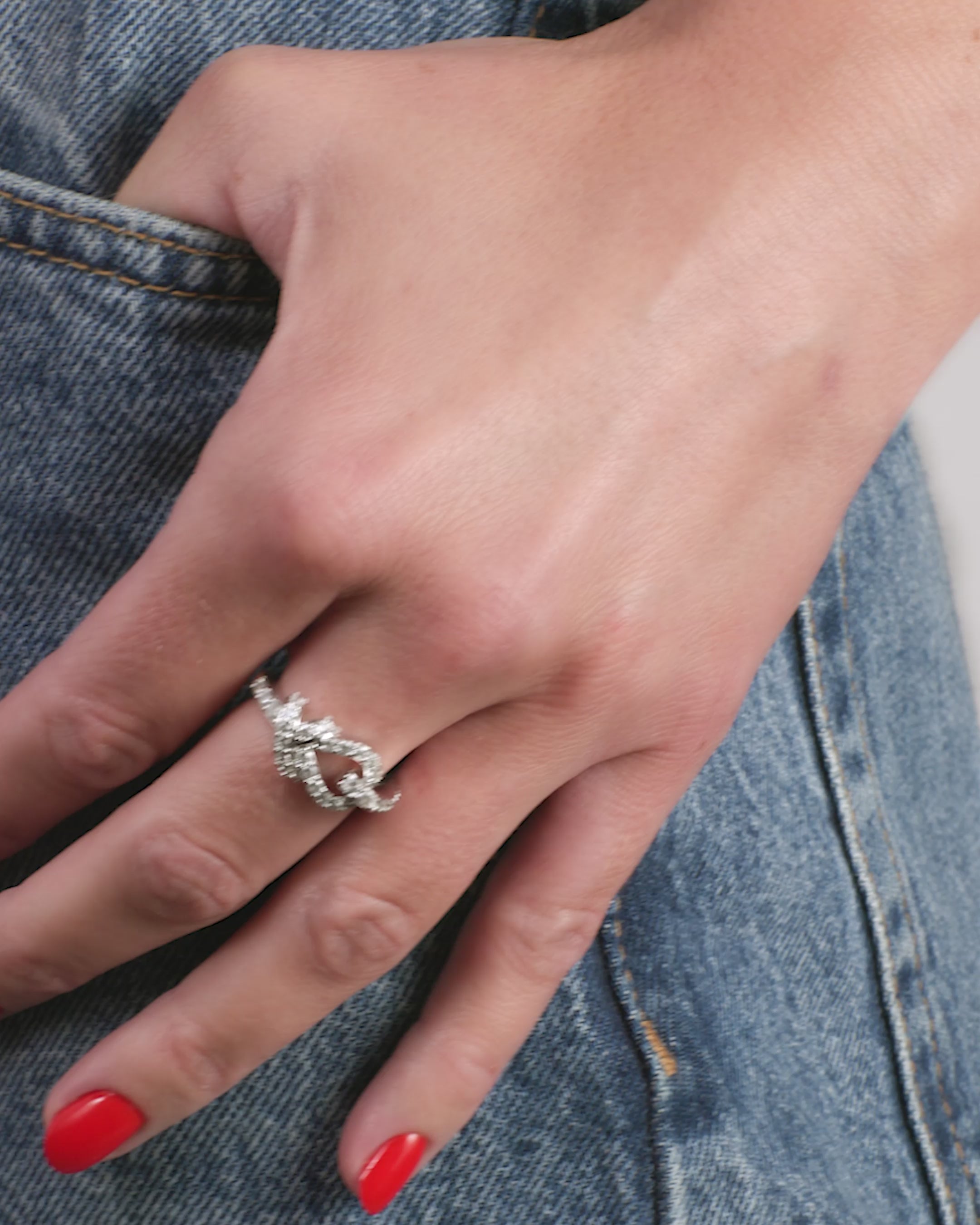 Knot Ring - Silver|White Diamondettes