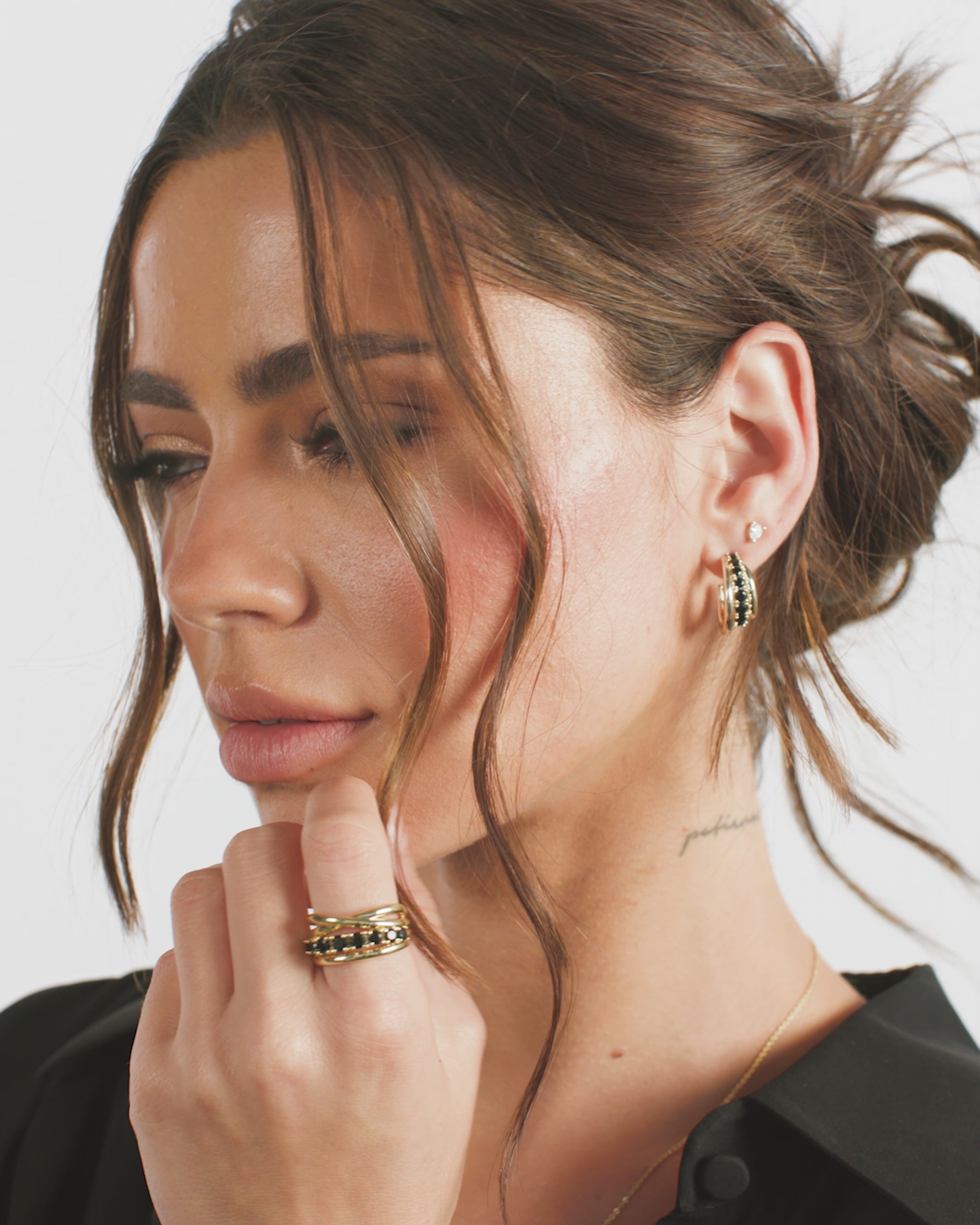 "Oh She Fancy" Stacked Diamond Ring - Gold|Black Diamondettes