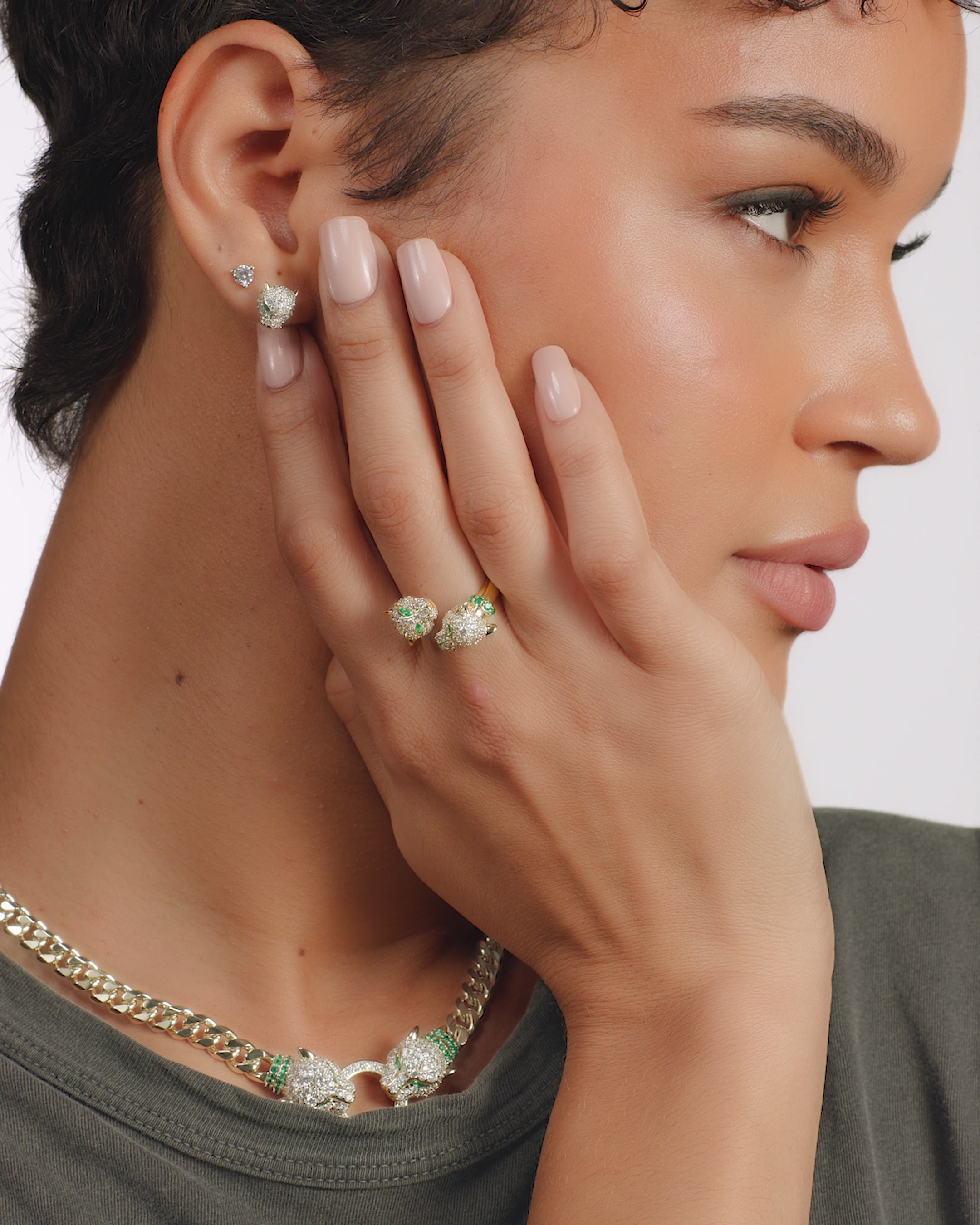 Jaguar Pavé Ring - Gold|White Diamondettes