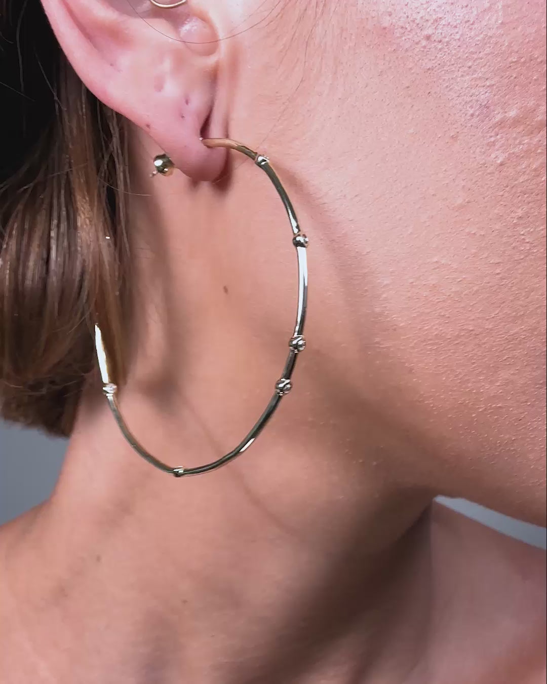 Big Ass Hoops 2.5" - Gold|White Diamondettes