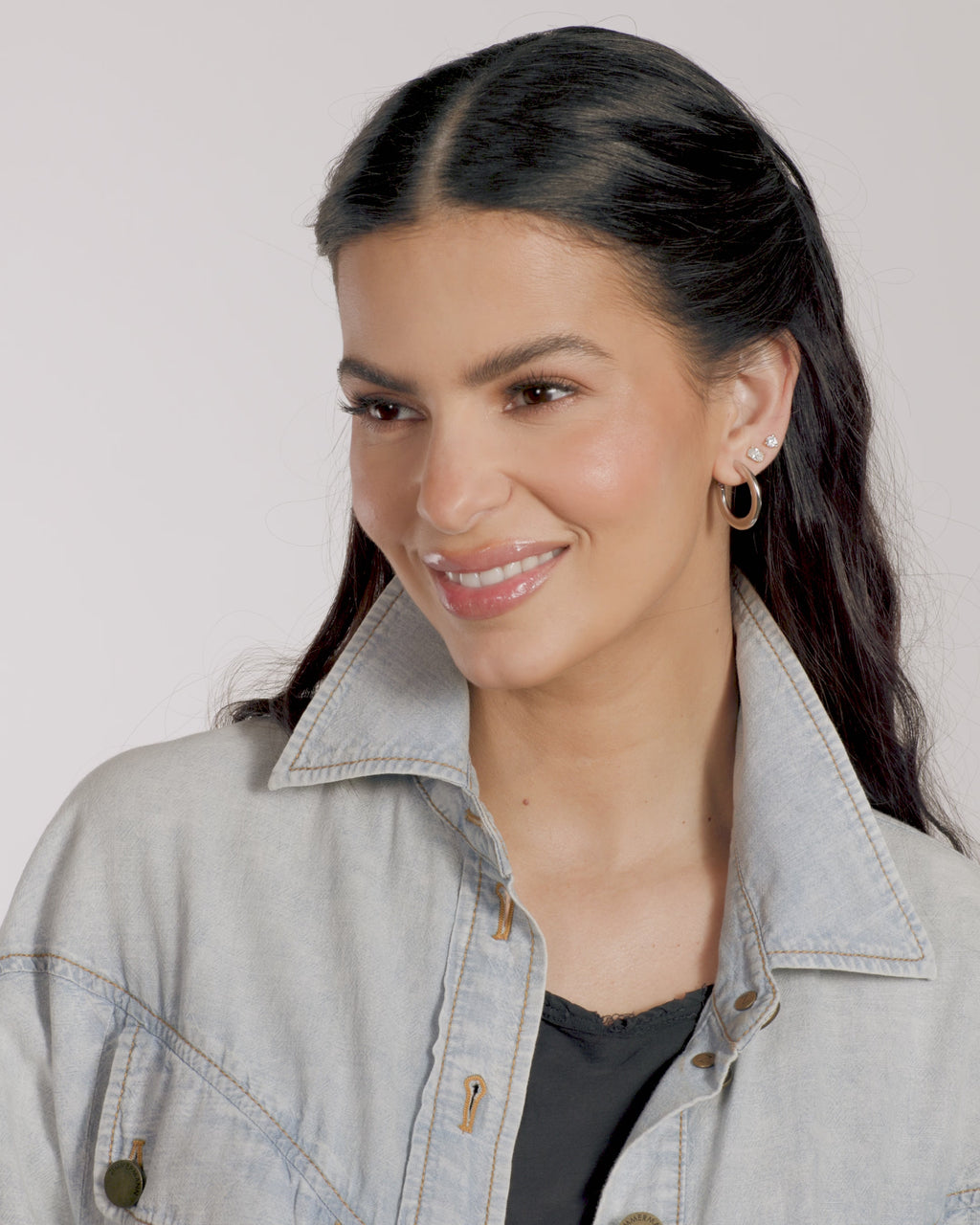 Beacon Hoops 1" - Gold|White Diamondettes