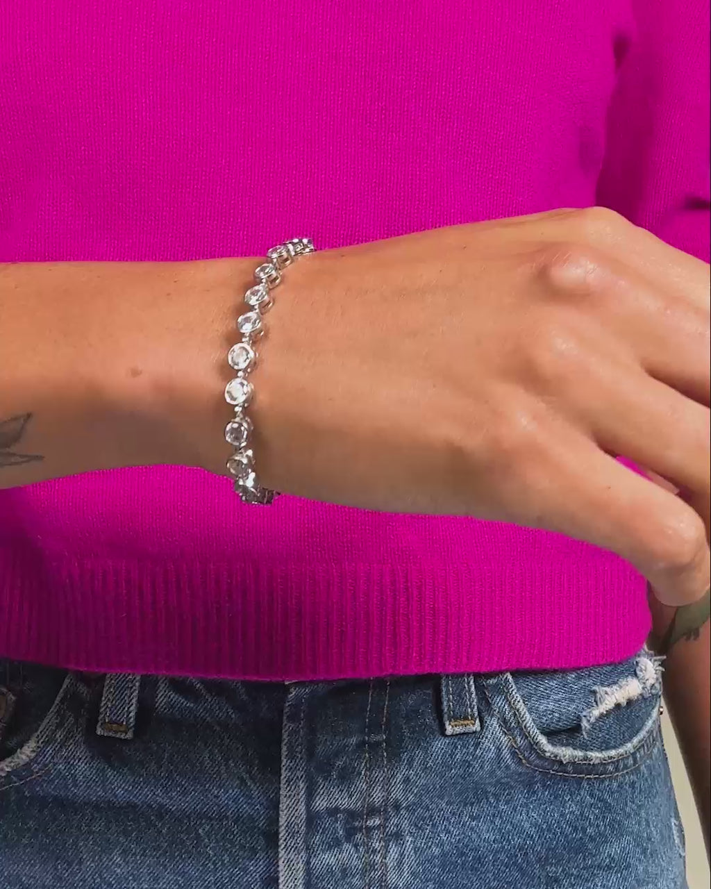 Mama Baroness Tennis Bracelet - Silver|White Diamondettes