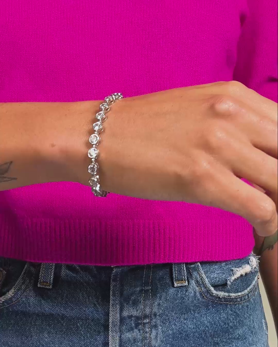 Mama Baroness Tennis Bracelet - Silver|White Diamondettes