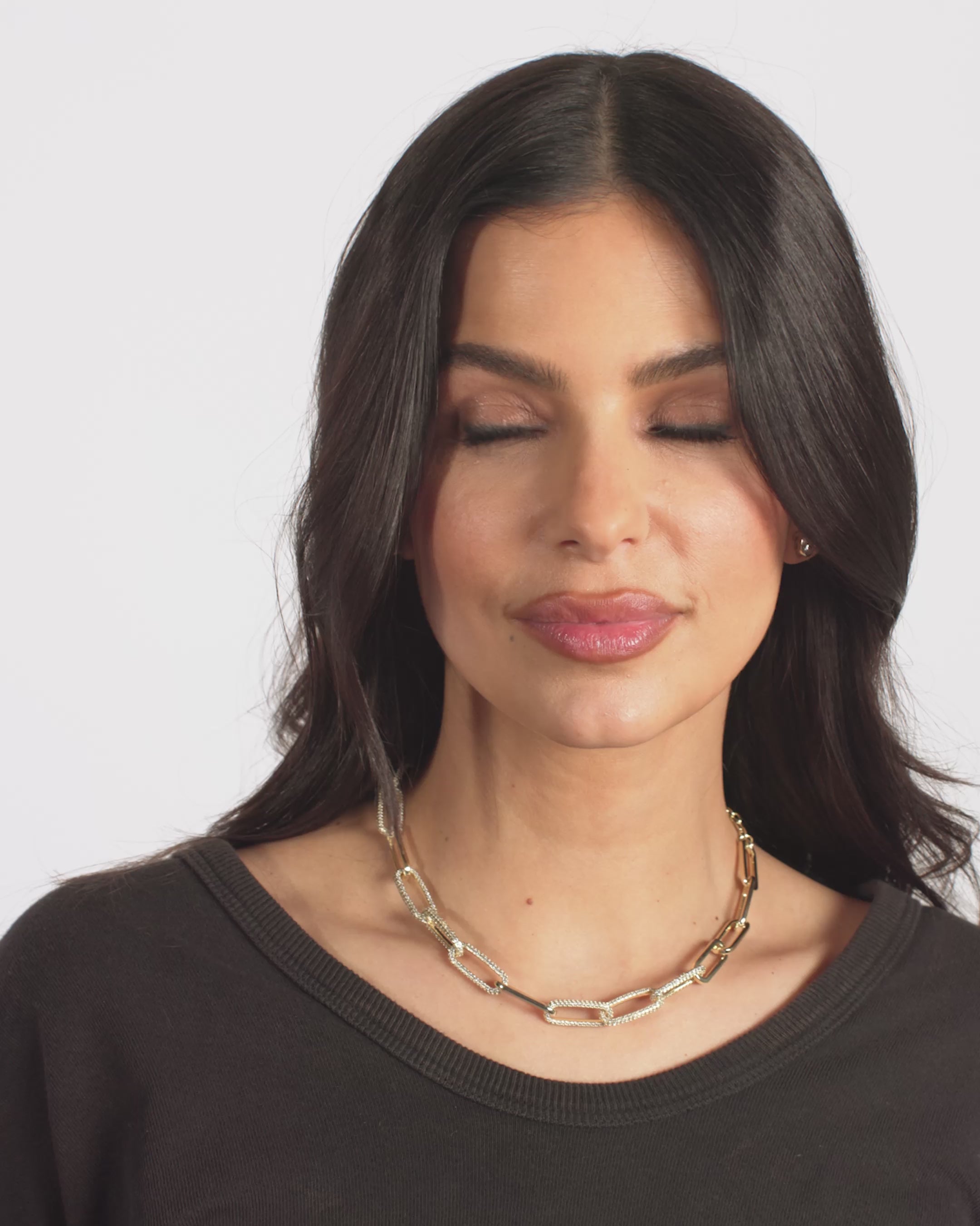 Carrie Pavé Chain Necklace 8mm - Gold|White Diamondettes