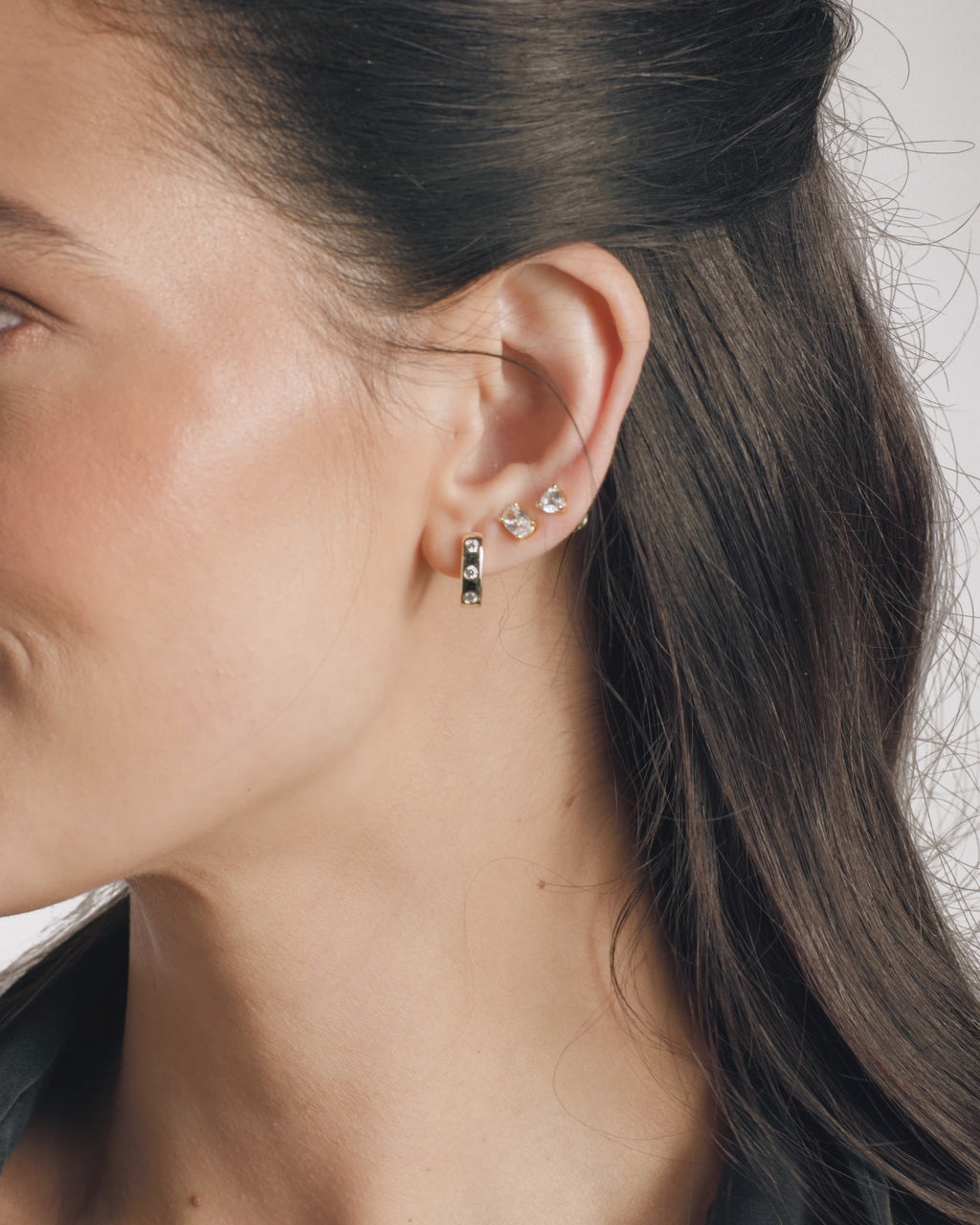 Ashley Chain Convertible Earring - Gold|White Diamondettes