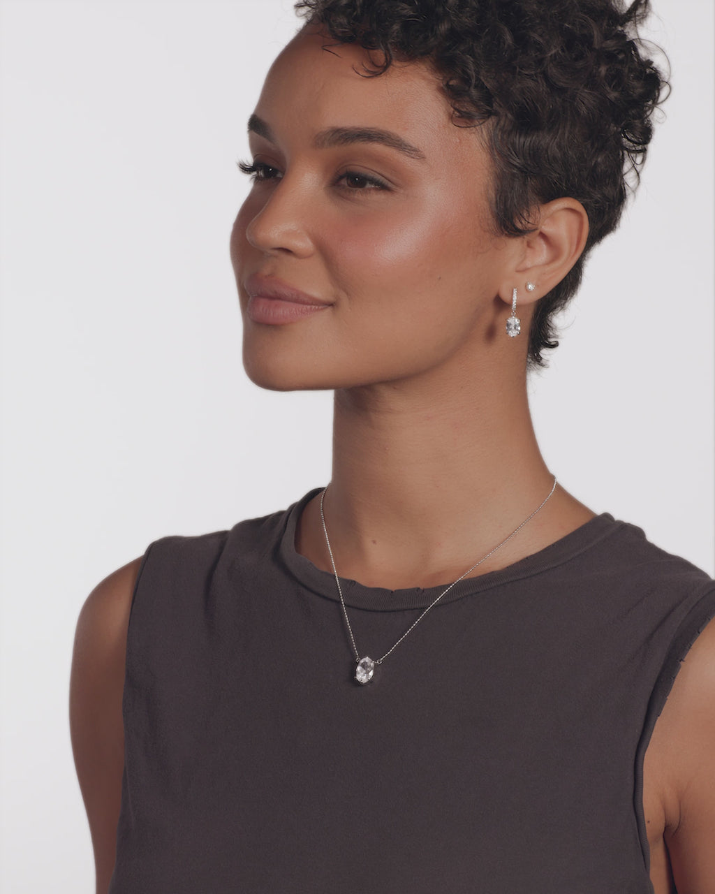 She's On Point Necklace - Silver|White Diamondettes