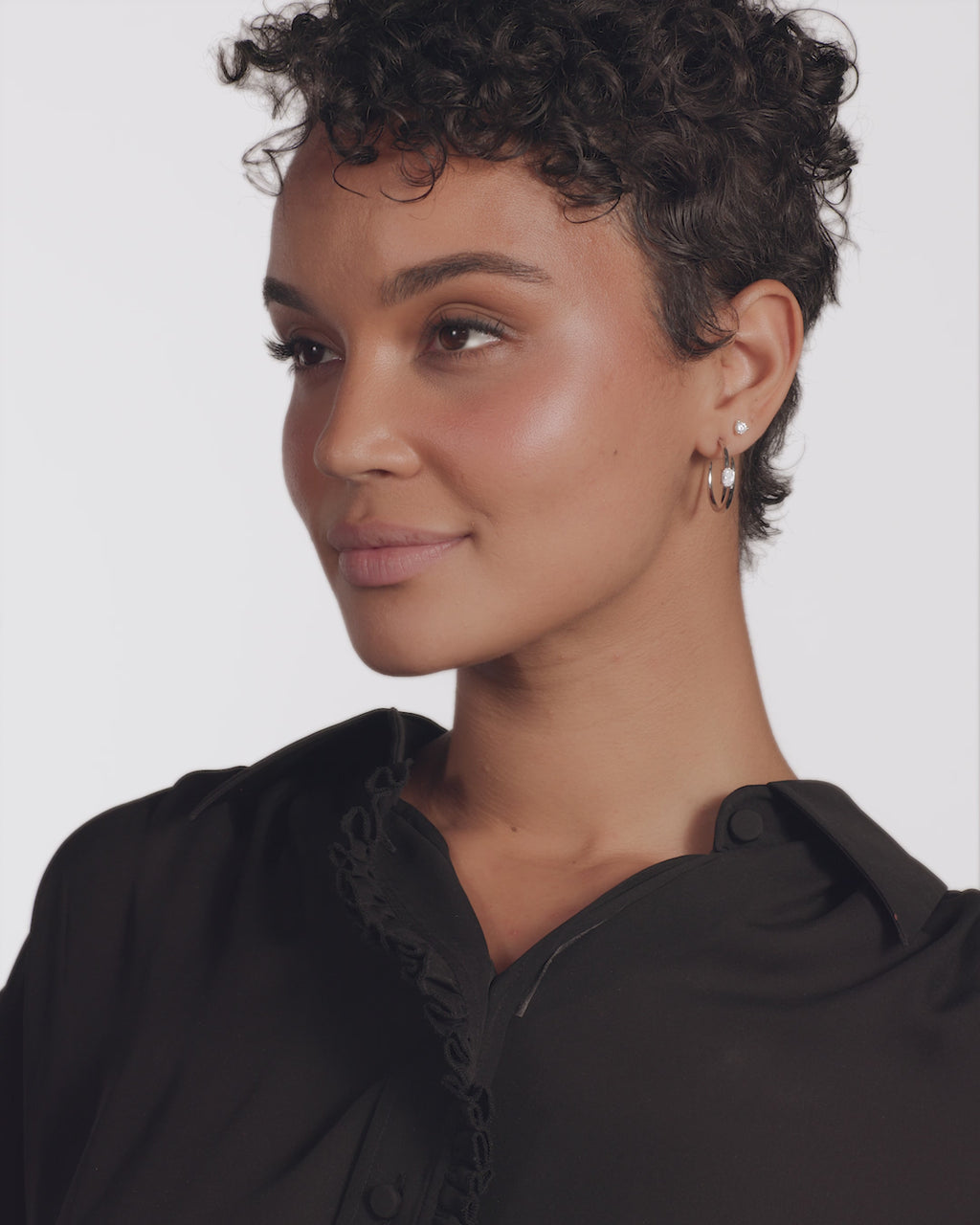 She's on Point Lasso Hoops 1" - Silver|White Diamondettes