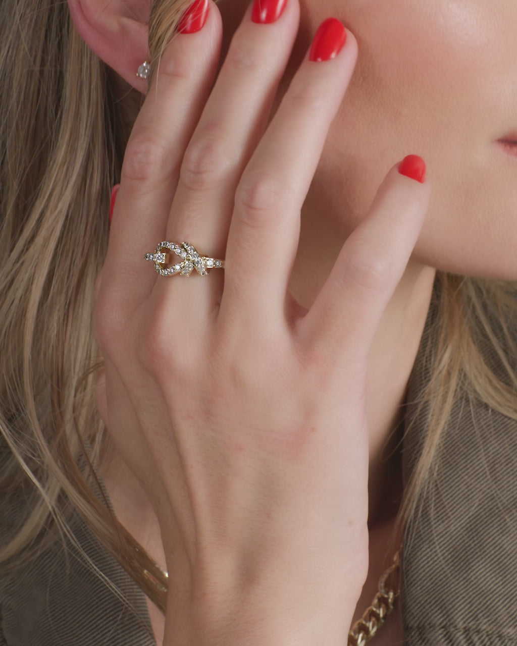 Knot Ring - Gold|White Diamondettes