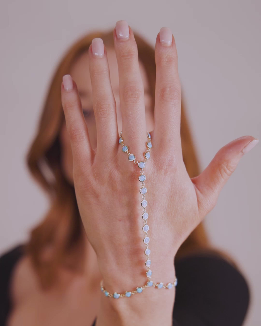 "She's So Fire" Hand Chain - Silver|Blue Opal